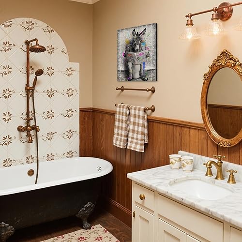 Miniatura 2 de Mistyefly Divertidos carteles divertidos para decoración de baño, materiales de lectura de burro en decoración de inodoro, carteles de animales con