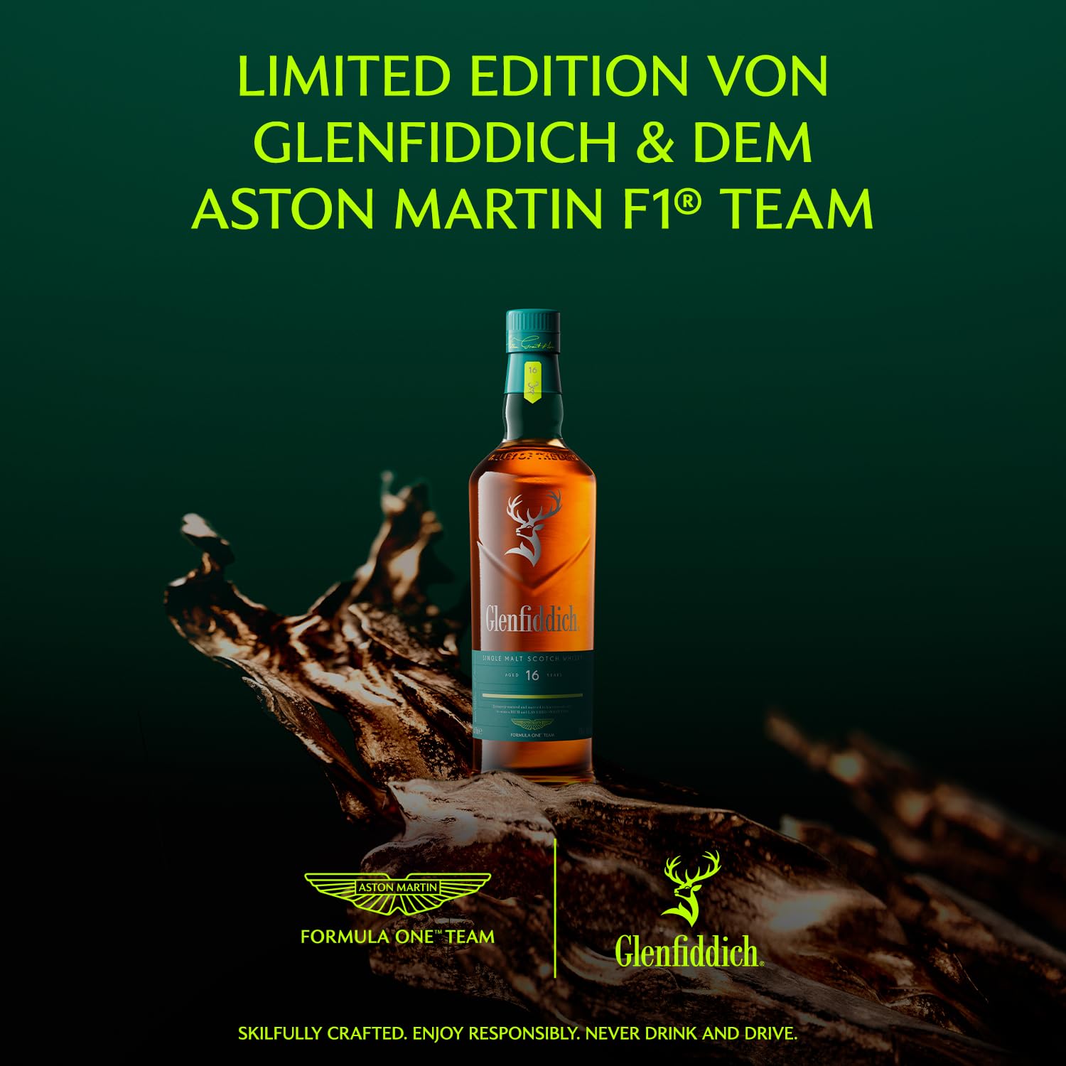GLENFIDDICH Single Malt Scotch Whisky 16 Jahre, 70 cl – Limited Edition | Vollmundig & komplex | Gereift in amerikanischen Eichenfässern | Aston Martin F1® Partnerschaft | 43% vol