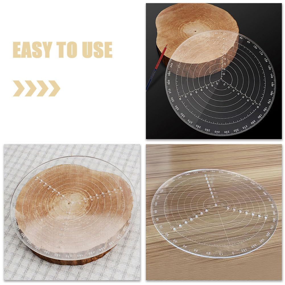OSALADI Centering Ruler for Woodworking 8 Inch Circle Compass Tool Acrylic Lathe Center Finder for Wood Plastic and Composites Precision Drawing Tool