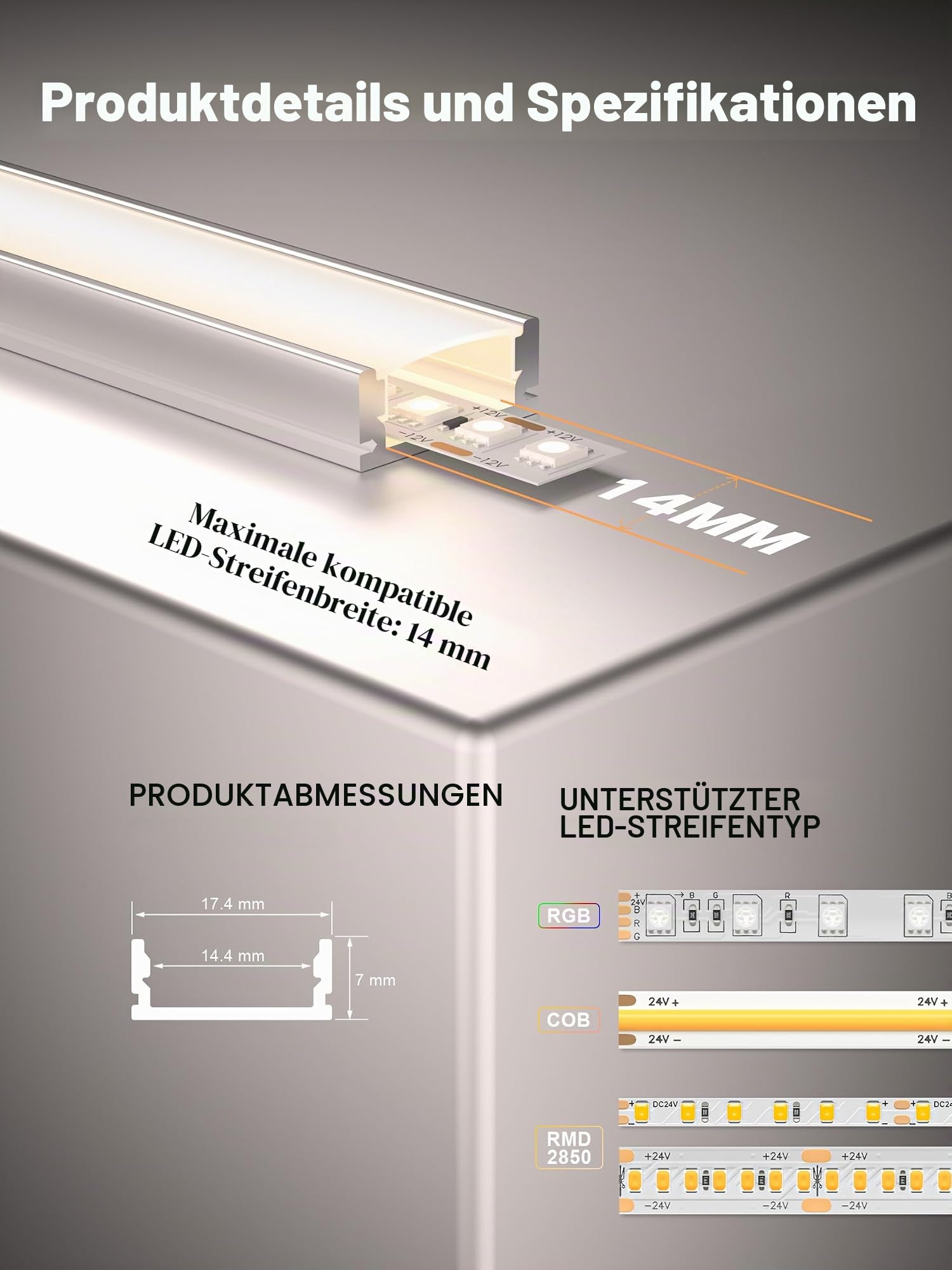 LED Profil U-Form 2m x 10 Stück(20m), Schiene aus eloxiertem Aluminium, kanal für Streifen bis 12mm, diffusor für gleichmäßige Lichtverteilung (SP26)