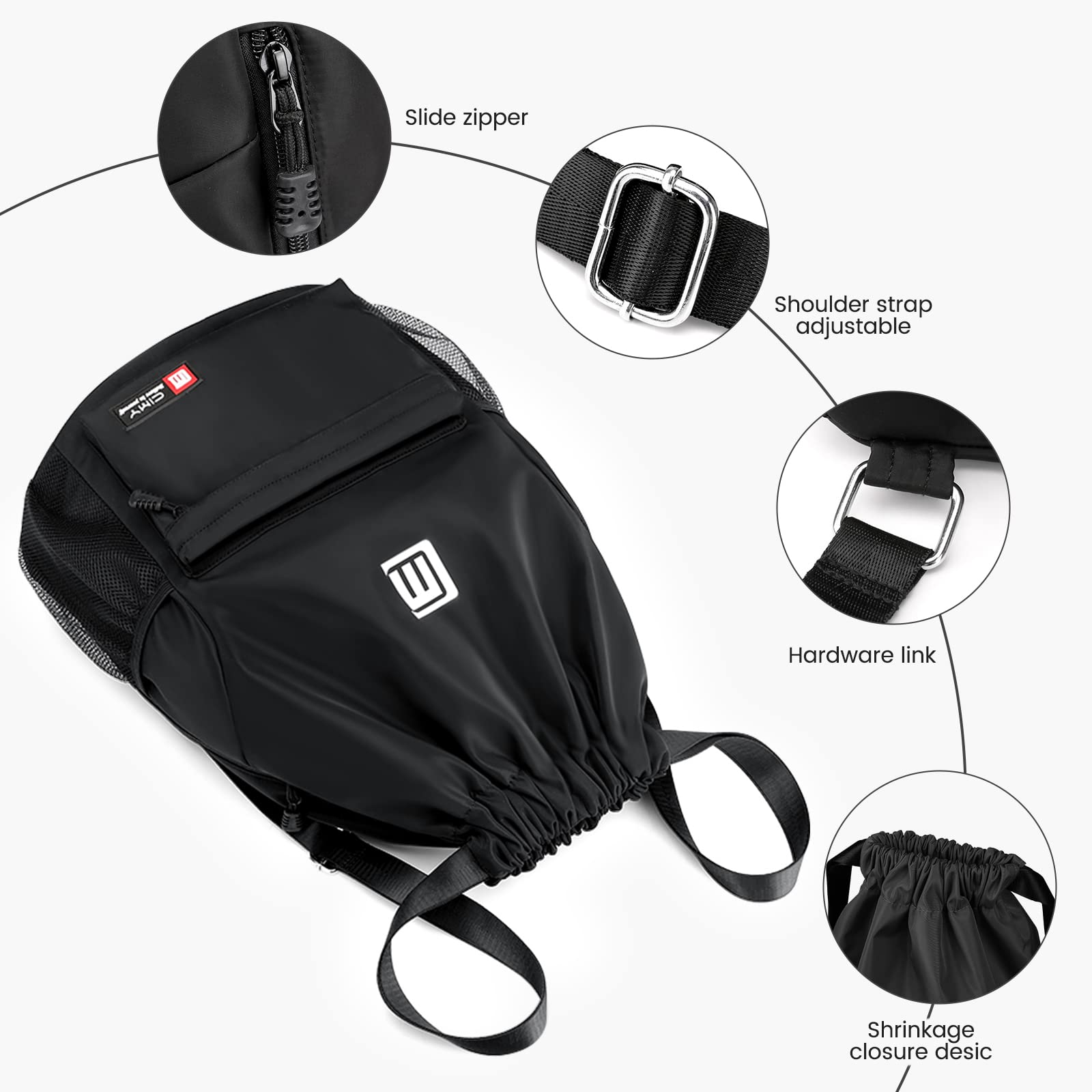 Eucomir Mochilas De Cuerdas, Mochila Deporte Mochila Gym De Malla Agua, Bolsa De Cordón Impermeable De Nylon Bolsa De Gimnasio Cordón — view 2