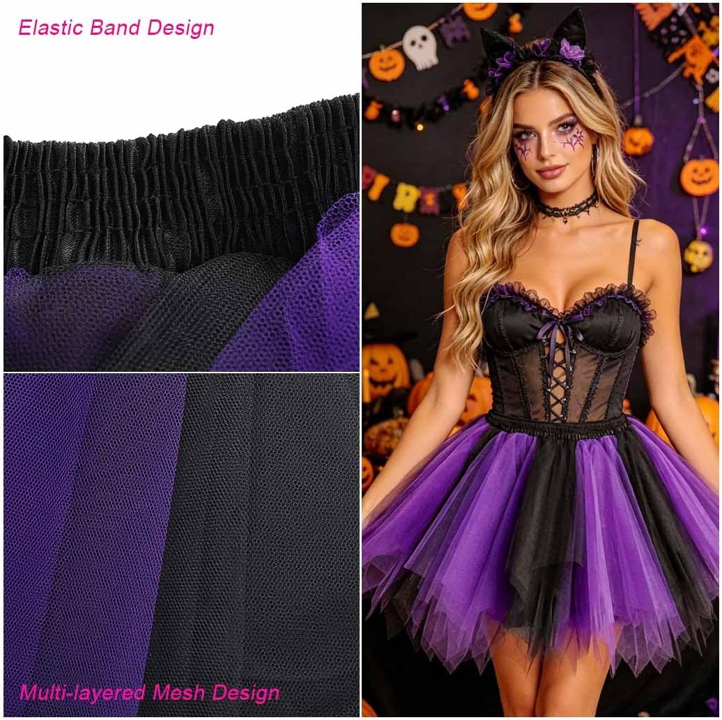 Women Tutu Skirt Elastic Dance Skirts Tulle Ballet Tutu Classic Adult Costume Bottoms for Festival Cosplay