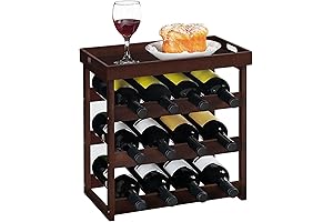 Bamboo Countertop Wine Rack with Detachable Tray