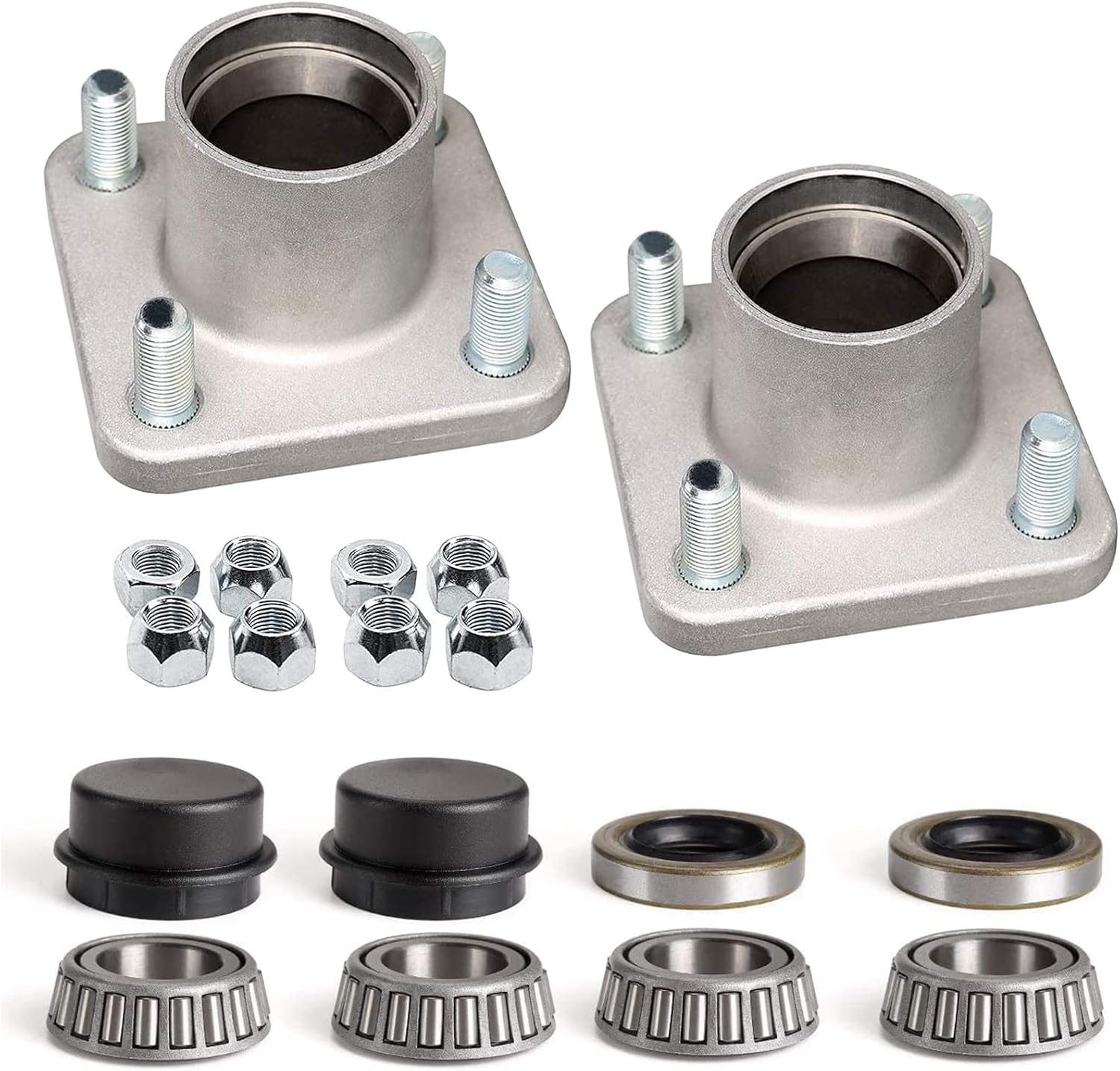 Golf Cart Front Wheel Hub Assembly with Hub Bearing/Oil Seal/Nuts/Dust Cover for EZGO PDS&TXT/Medalist Gas & Electric 2001-Up, Replace OEM# 70895G01, L44643(Pack of 2)
