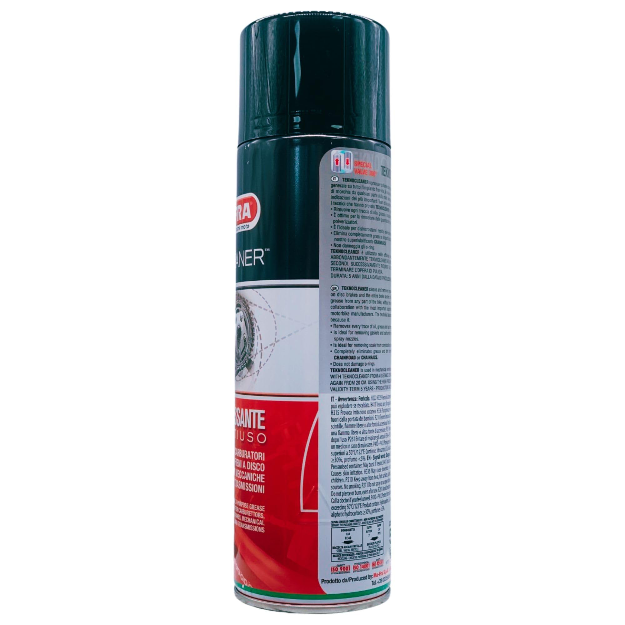 Sgrassatore Multiuso Moto TEKNOCLEANER Per Carburatori, Freni a Disco, Parti Meccaniche e Trasmissioni. Dissolve Rapidamente i Residui Di Grasso 500ml (4 Spray)