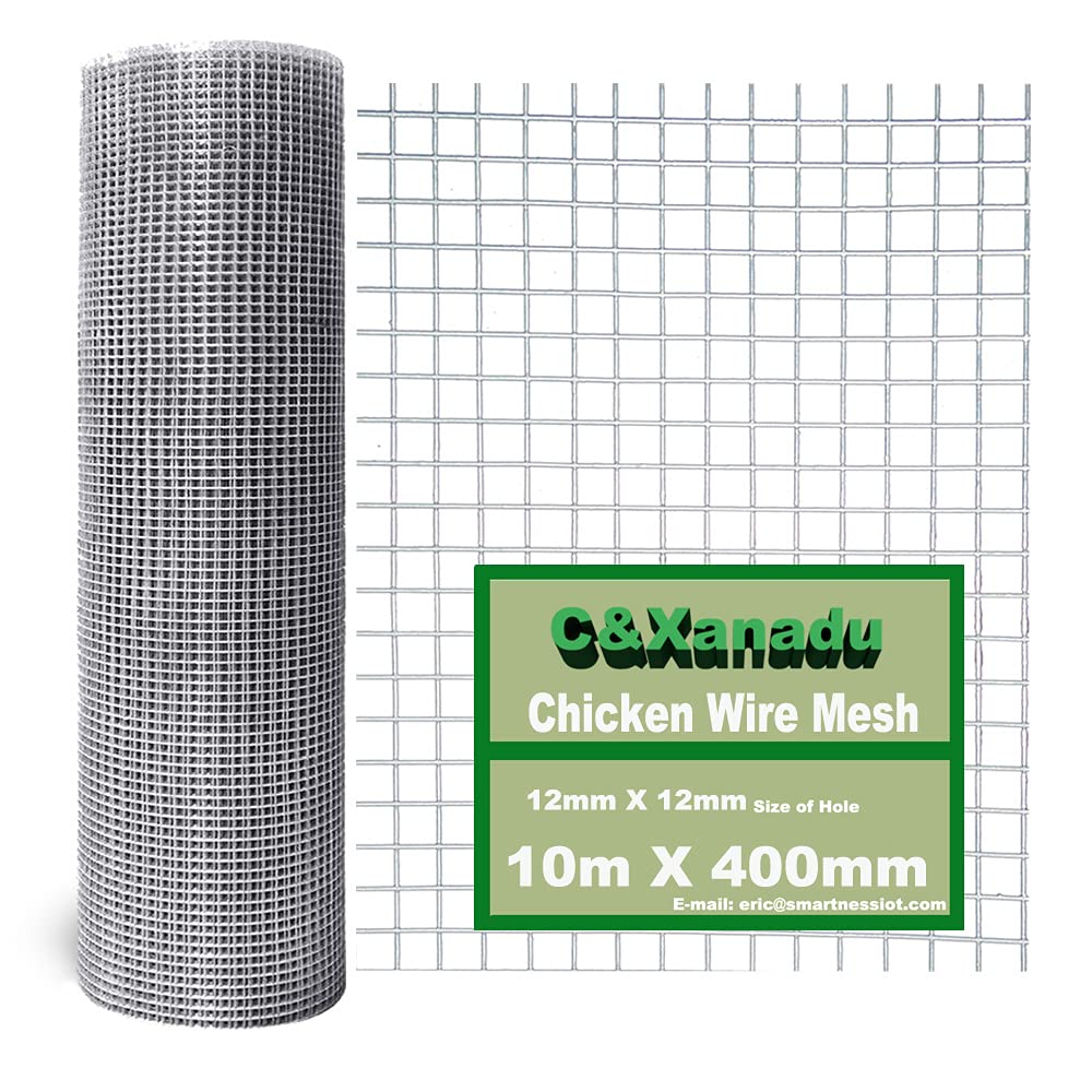 Buy C&Xanad 400mmX10m Chicken Wire Mesh Roll 12mm X 12mm Holes 0.9mm /20 Gauge Aviary and