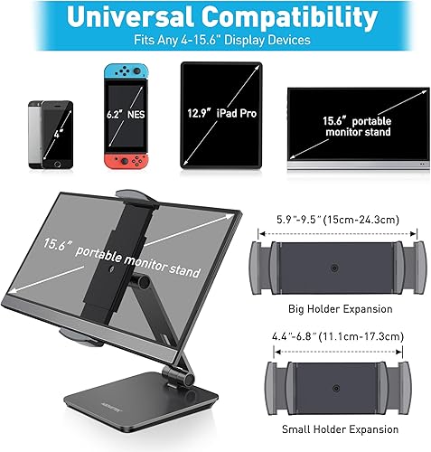 Miniatura 2 de AboveTEK Quiosco de negocios soporte de aluminio para tablet iPad, soporte giratorio de 360° para tableta y teléfono para cualquier tableta de 4 a