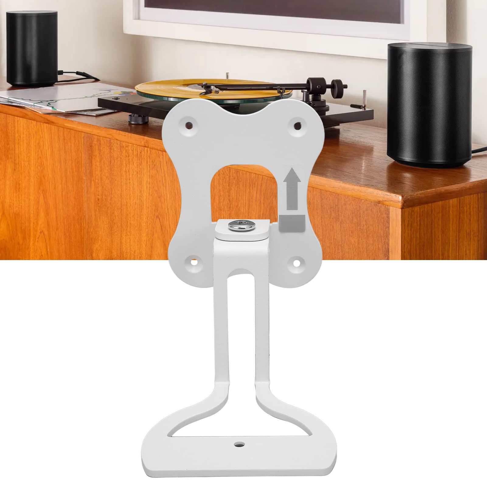 SHYEKYO Speaker Wall Bracket, Strong Load Bearing Metal Rotatable Speaker Wall Mount Bracket Space Saving for Home for Era 100 (White)