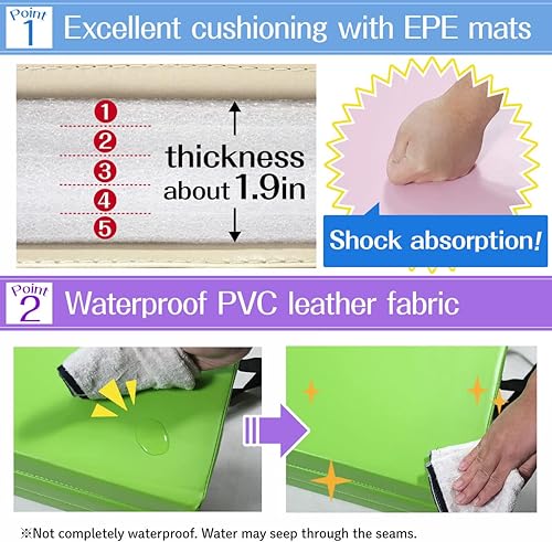 Miniatura 3 de Tapete de gimnasia plegable y elástico de 71 x 39 x 2 pulgadas, para entrenamiento muscular, para niños, para yoga, deportes, insonorización, uso