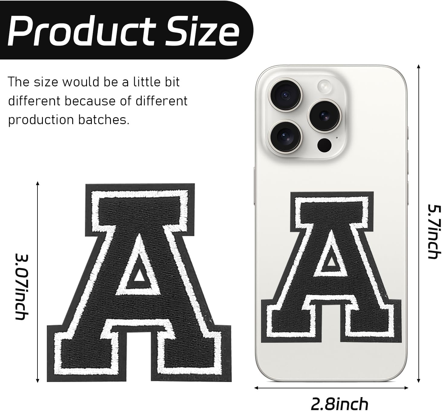 Letter Iron on Patches, Iron on Letters(A-Z) for Fabric, Full Embroidery Letters for Clothing, Hats, Dress, Jeans, T-Shirts, Backpacks, Etc(Black)
