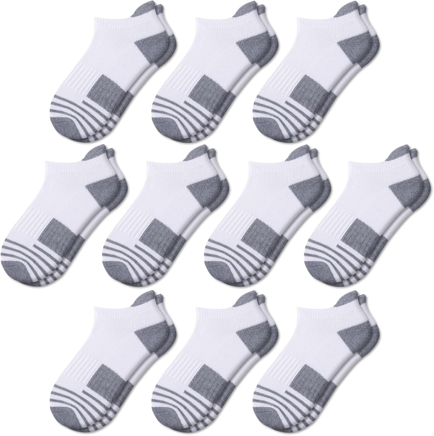 Comfoex 10 Pairs Boys Socks Ankle Athletic Socks For Boys 4-7 7-10 10-12 Years Old With Cushioned Sole White 10 Paris 10-12 Years