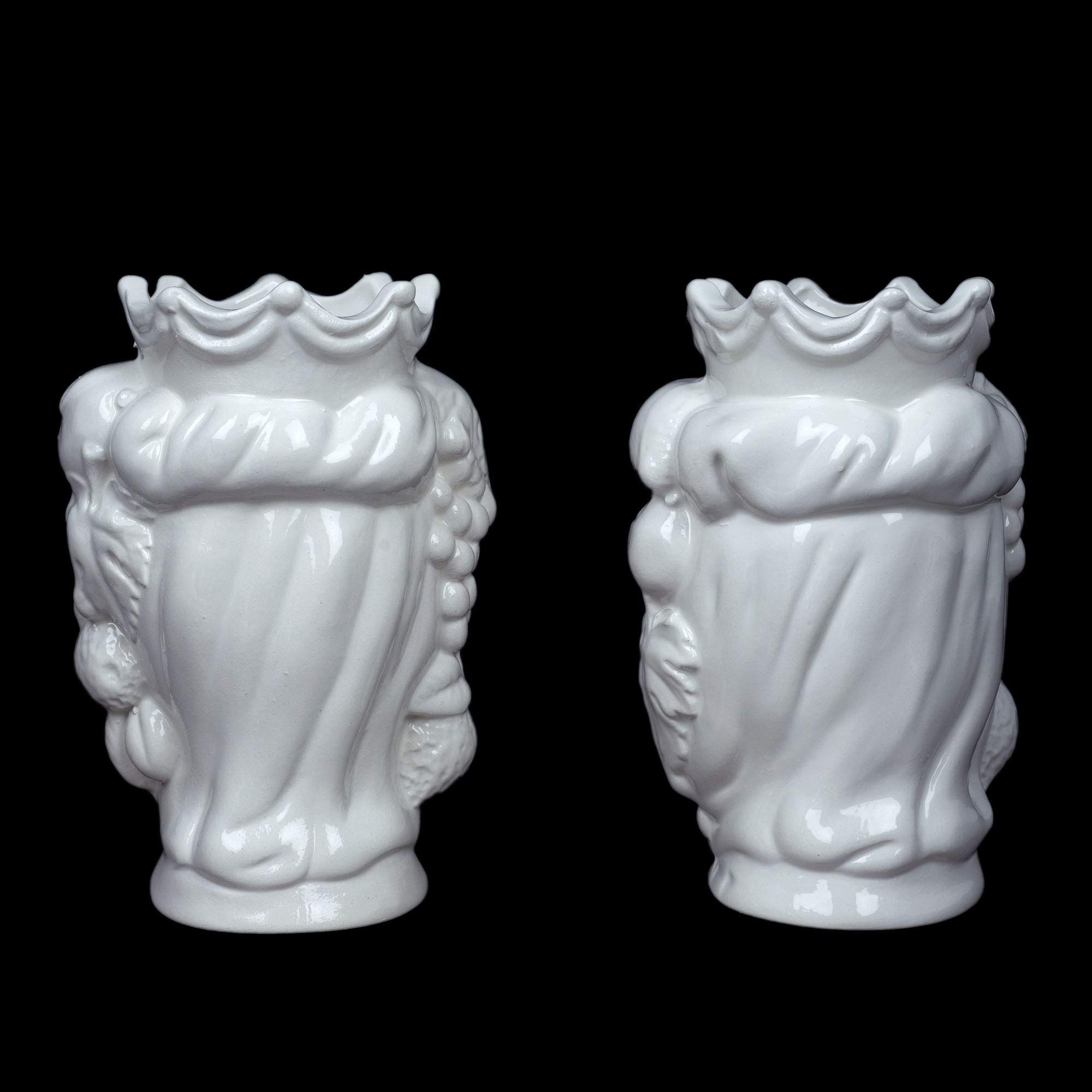 CEAR ceramiche - Sizilianische Brombeerköpfe weiß mit Früchten H cm 14 aus Keramik von Caltagirone