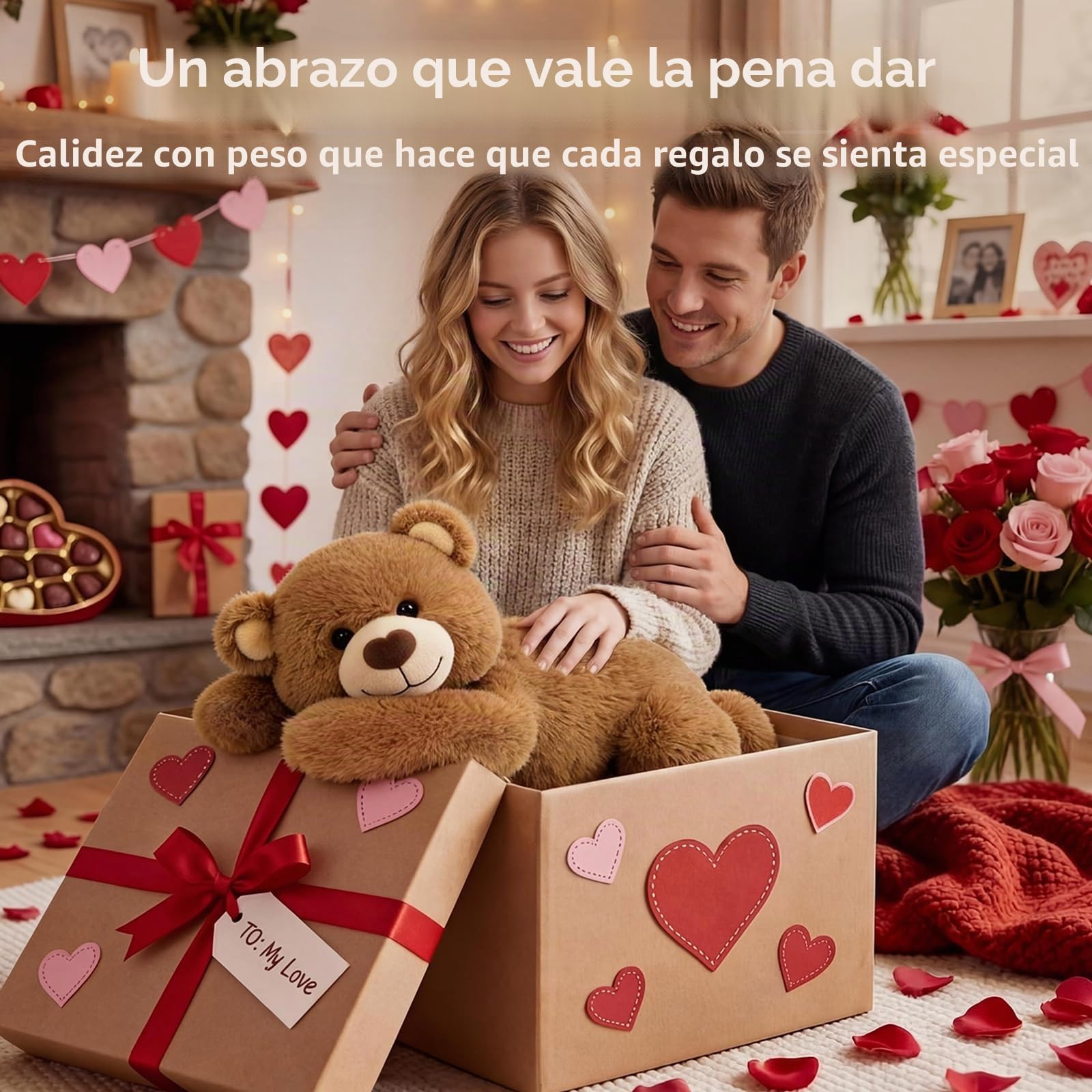 Mewaii Peluche Gigante con Almohadilla Térmica Microondas - Osito de Peluche Ajustable 5lb, Calentable y Refrescante, Peluche Grande para Abrazar, Almohadilla Interior Desmontable, 23 Pulgadas