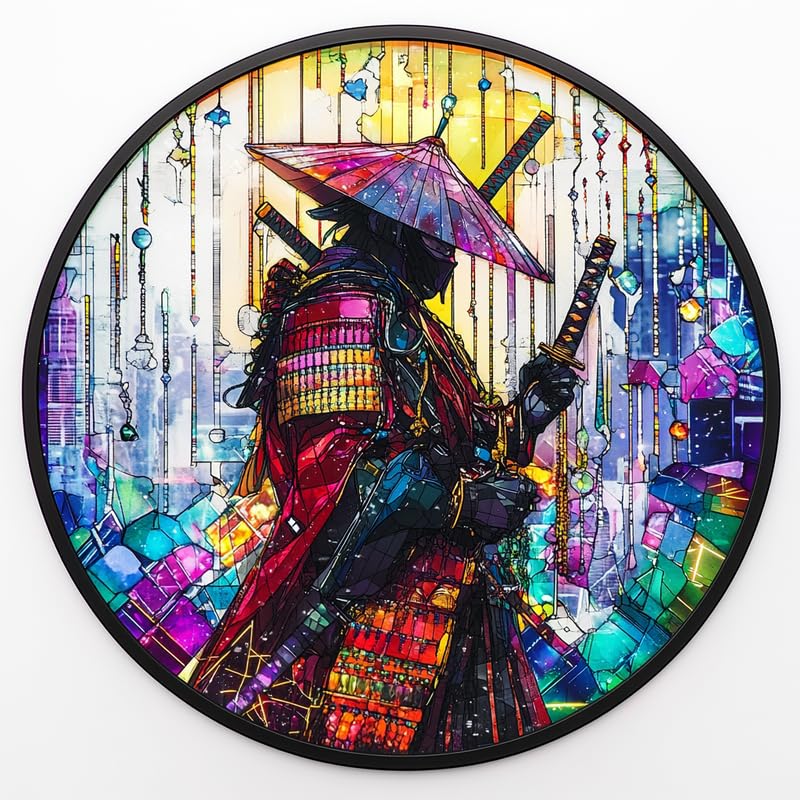 Bimkole ダイヤモンドアート 武士 ハンギングキット - 大人のための5Dダイヤモンドアートキット、DIY 男人 リスタルアートハンギングサイン、アクリルクリスタルアート吊り下げオーナメント - 壁掛け用、家庭・庭・玄関装飾用 20x20 cm