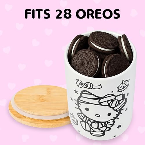 Miniatura 96 de Silver Buffalo Tarro de cerámica para aperitivos o galletas de color rosa de Hello Kitty, de Sanrio, tamaño mediano Hello Kitty Waving (cerámica)