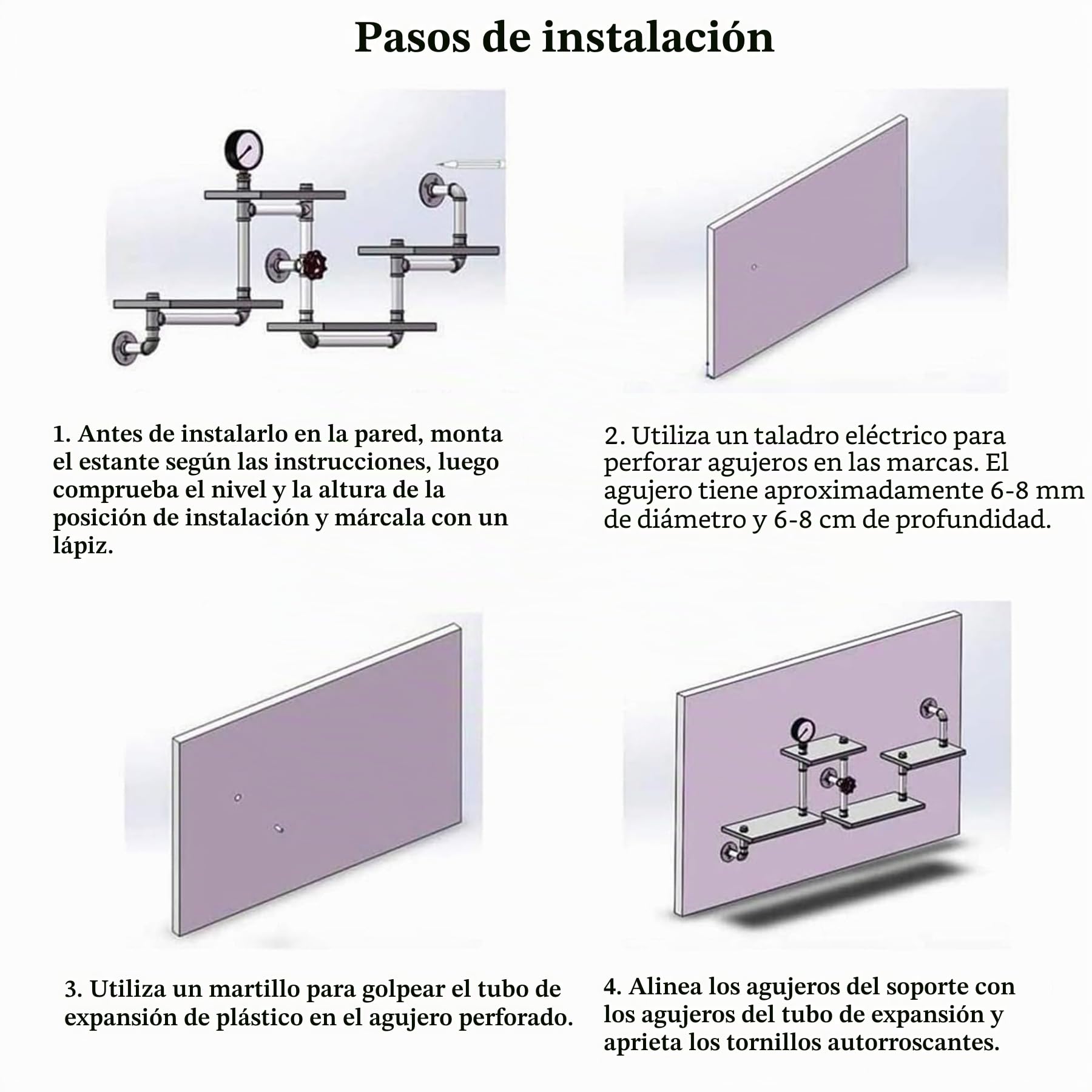 Estantería de pared industrial organizador de almacenamiento de tubos de metal rústico con estantes de madera, estantes flotantes de decoración para sala de estar, dormitorio y cocina