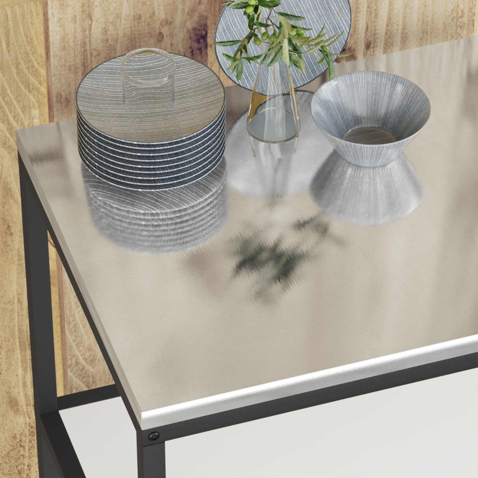 HATTEM - Scaffale da cucina bianco in acciaio, 90 x 50 x 92 cm, con robusto telaio e ripiani, autoportante, versatile per cucina, cantina, giardino e piano di lavoro
