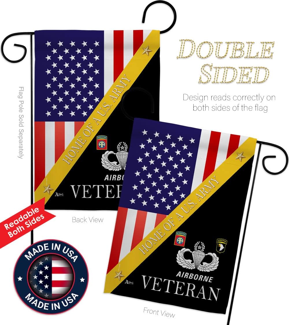 Home of US Airborne Garden Flag - Set Mailbox Hanger Armed Forces Army Rangers United State American Military Veteran Retire Official - House Banner Small Yard Gift Double-Sided 13 X 18.5