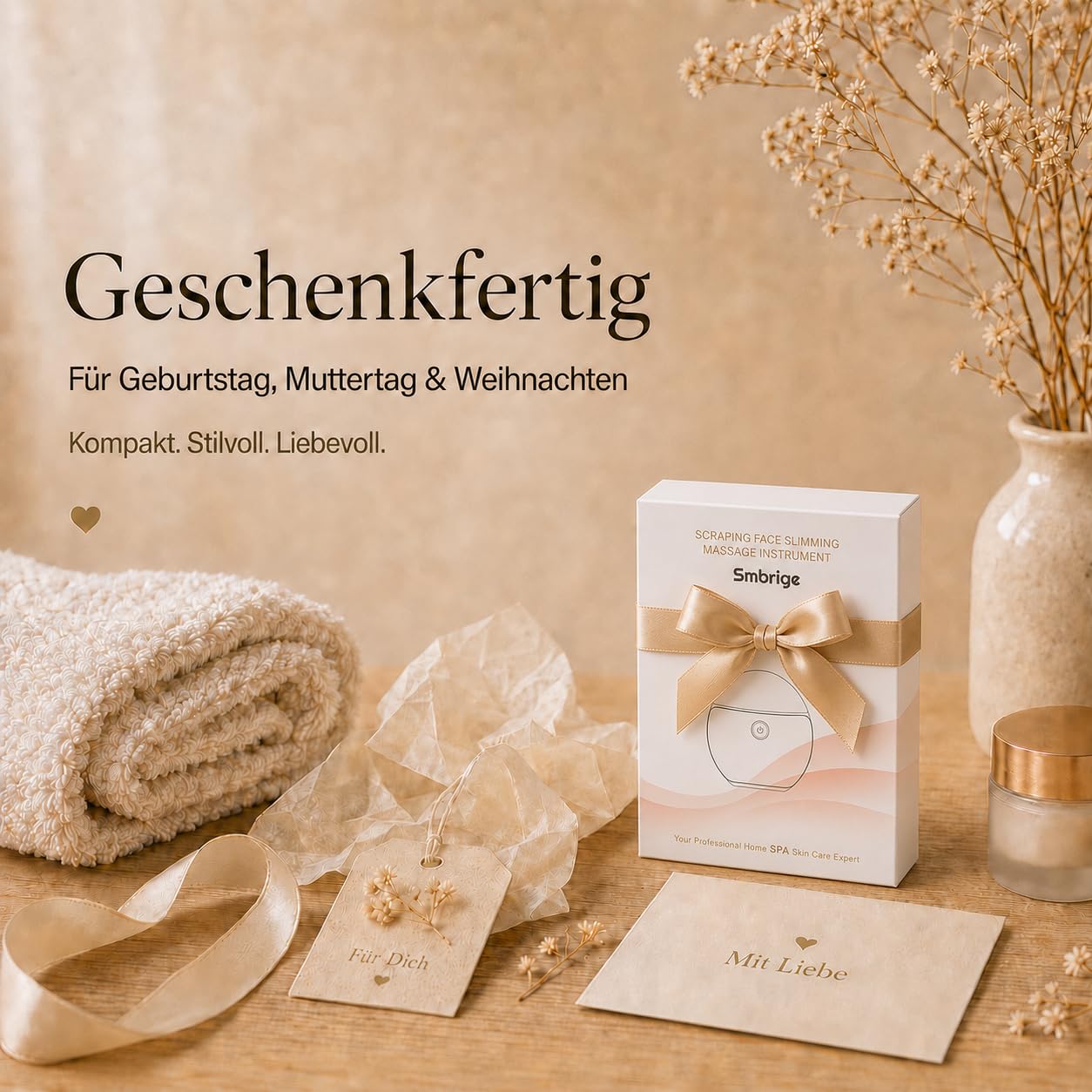 EMS Gua Sha Smbrige Gesichtsmassagegerät–4 in 1 Modus Anti-Aging Straffung & Lifting Gesichtsmassagegerät Elektrisch, Gua Sha Elektrisch Tägliche Verbesserung der Haut，Weiß