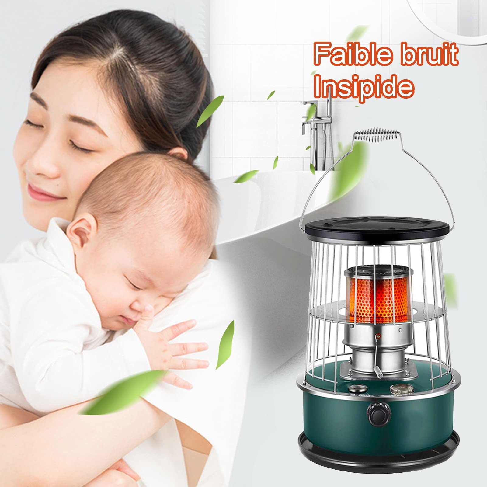 Chauffage au Pétrole sans électricité,Efficace Poêle À Pétrole,Mobile à Pétrole Poêle,Cuisinière et chauffage 2 en 1 6L sûrs, sans odeur, sans électricité, avec sac de rangement