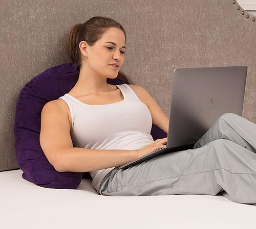 Miniatura 5 de Almohada de lectura para reposo de cama de microgamuza morada, almohada de respaldo con brazos, almohada de reposo de cama, tumbona de cama hace que