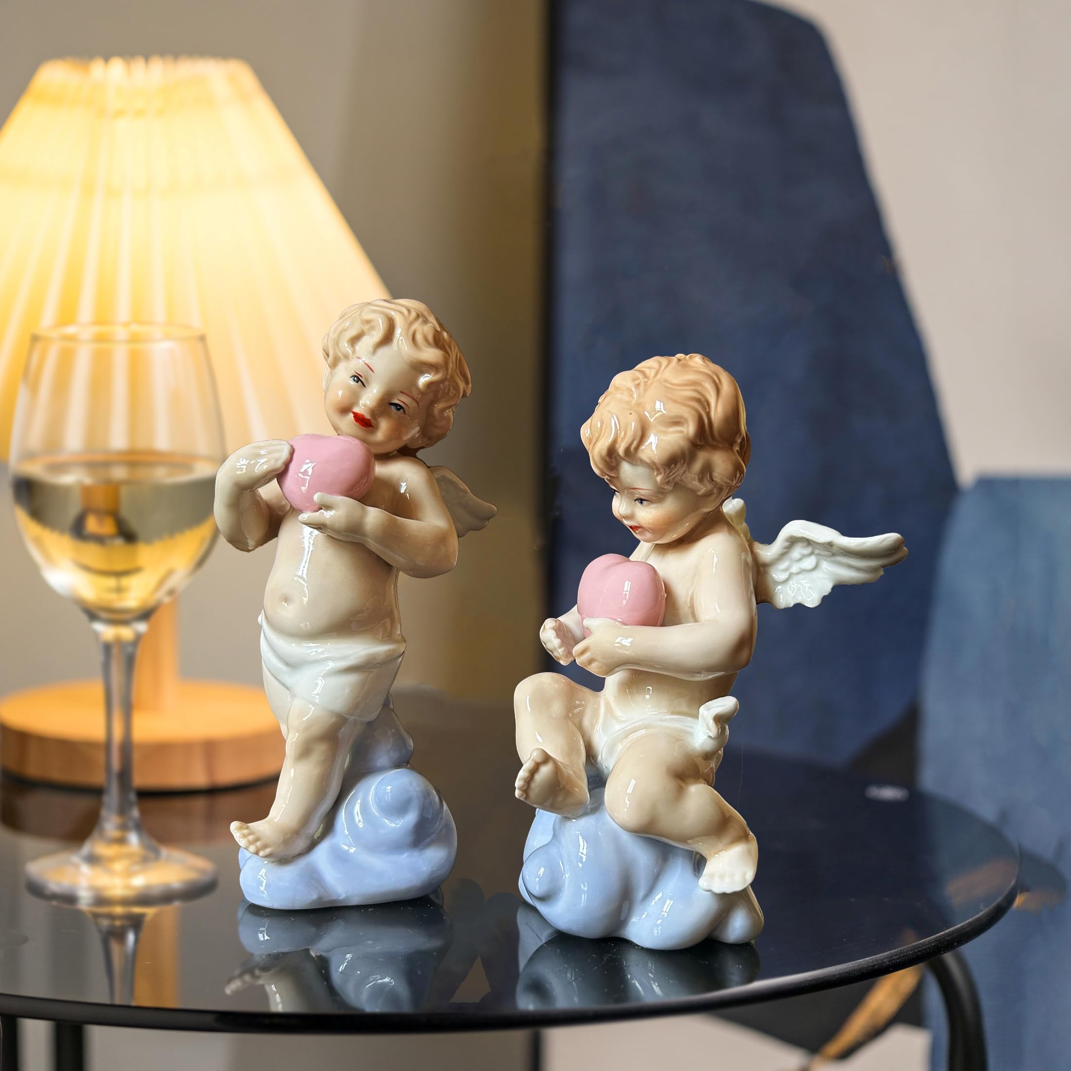 MTME Figuras de porcelana, Ángel Cupido, recuerdos, regalos, escultura decoración del hogar (colse to My Heart)