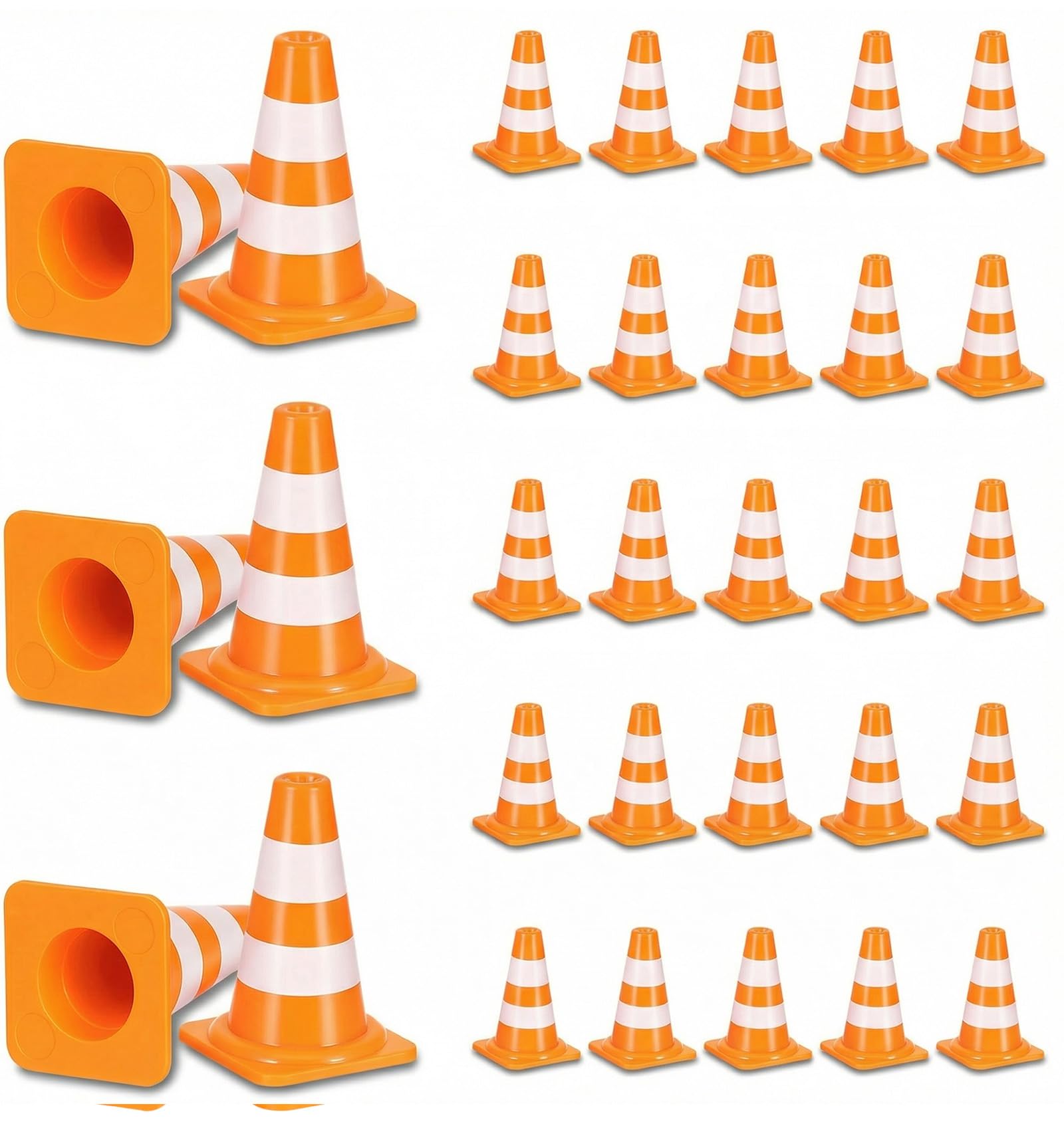 ValueBargain 30 Pcs Mini Cones, Mini ABS Plastic Traffic Cones, Tiny Simulation Road Cones for Toy, Micro Landscape, Model Scene, and DIY Traffic Play
