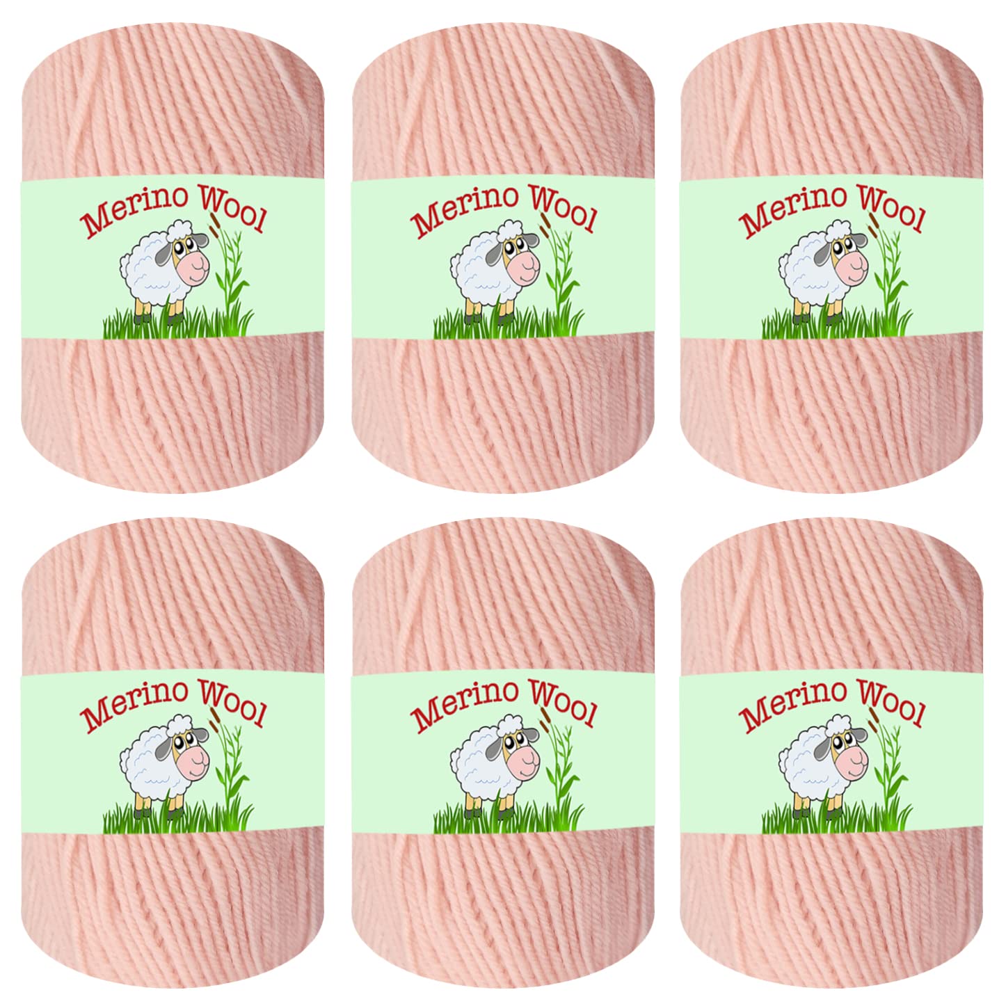 Sunny Cat 100% Pure Merino Wool Yarn for Knitting – 6pcs Merino Wool Yarn for Knitting and Crocheting – 1.8oz(10.8oz) Wool Skeins – Light/DK Weight –130yrds (780yrds Total) (05 Coral Reef)
