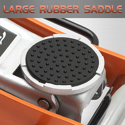 Miniatura 7 de TONDA Gato de piso de perfil bajo, gato hidráulico de aluminio y acero de 2 toneladas con sistema de bomba doble, elevación rápida, naranja