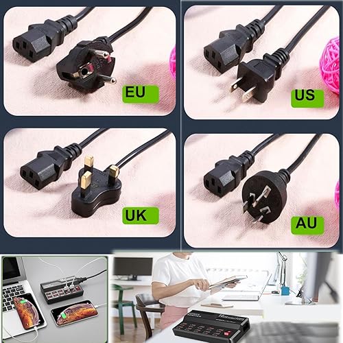 Miniatura 6 de MaxLax Estación de carga USB, estación de carga USB múltiple de 10 puertos de 60 W, cargador de múltiples puertos para teléfonos inteligentes,