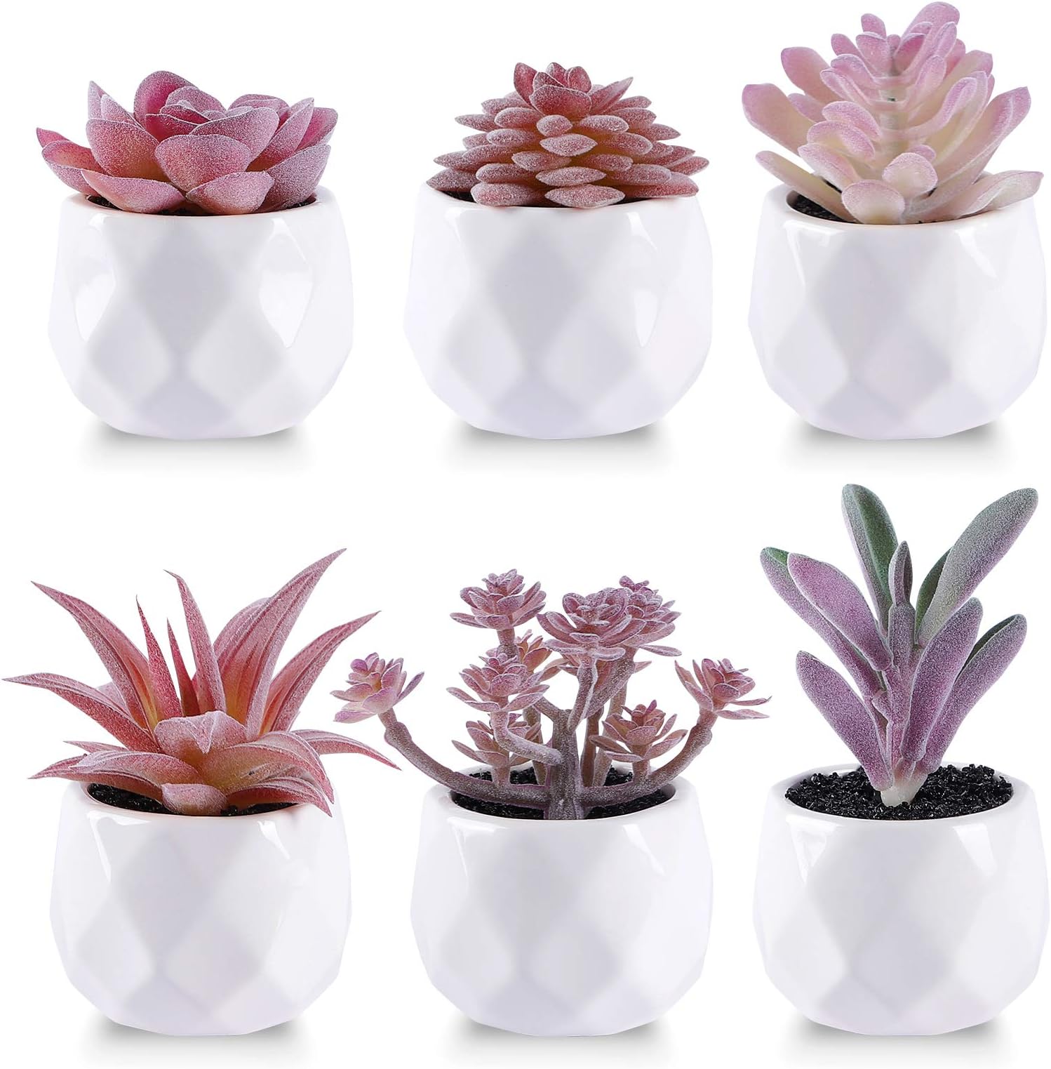 6pcs Artificial Pink Succulents Plants