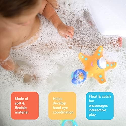 Miniatura 2 de Nuby Pulpo morado flotante con 3 anillos de aro y Nuby Starfish Ring Toss Juguete de baño con 3 anillos de lanzamiento