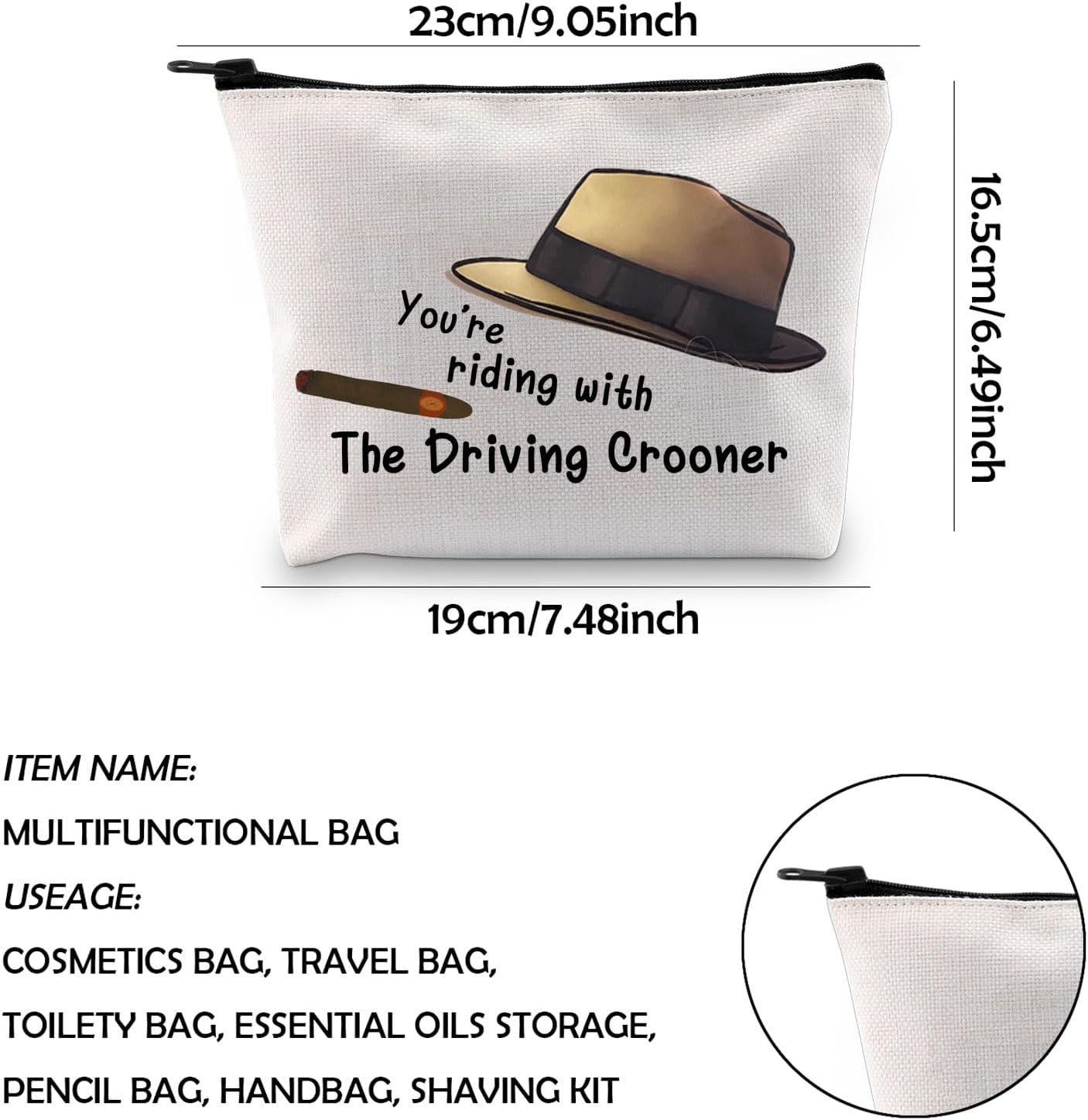 WCGXKO TV Inspired Merchandise You're Riding with the Driving Crooner Zipper Pouch Makeup Bag (Driving Crooner) image 2
