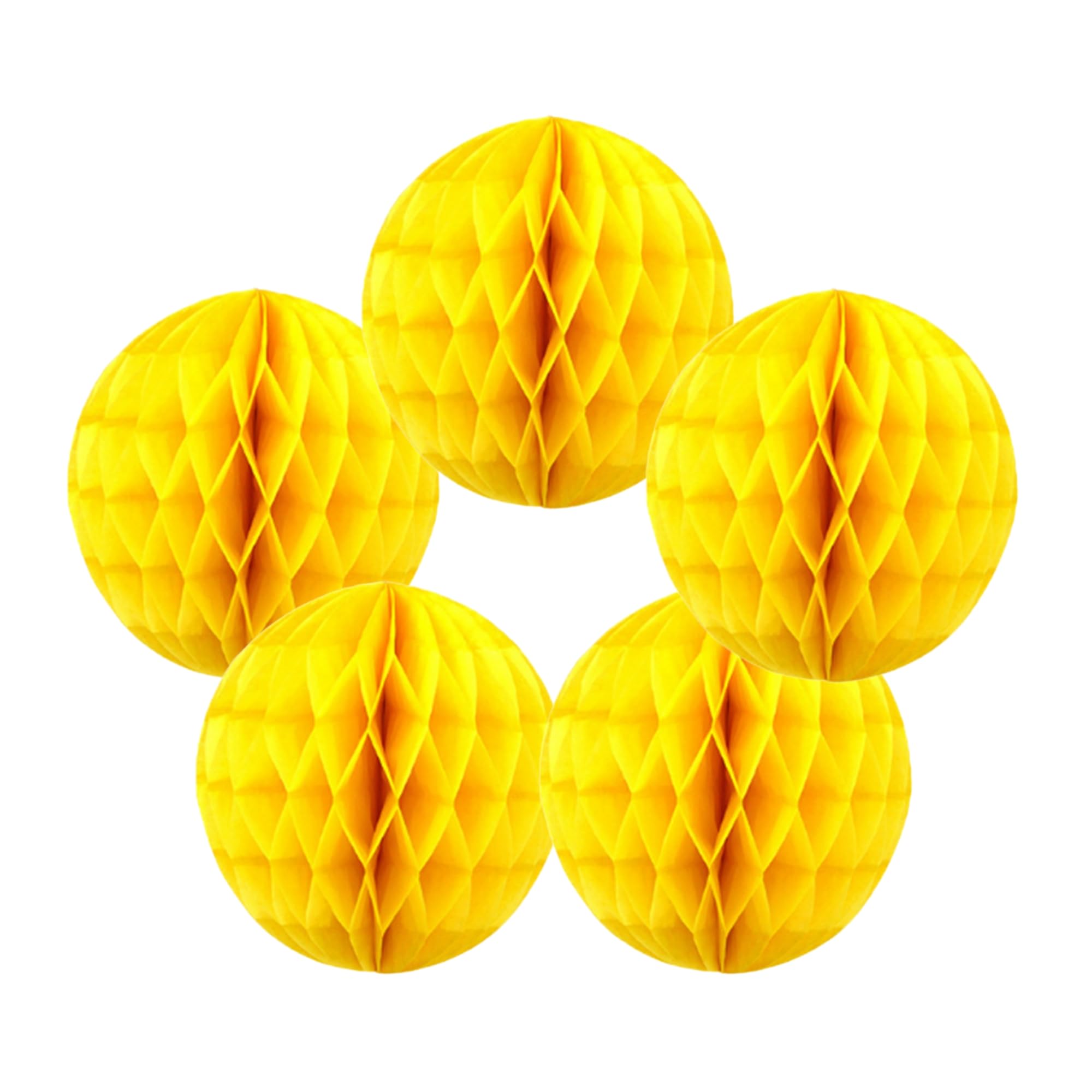 SrchJoy Honeycomb Paper Ball Party Decorations Pack of 5 Tissue Pom Poms Flower Ball Garland Birthday Baby Shower Wedding Party Decor (Yellow, 5 Pcs - 8" (20cm))