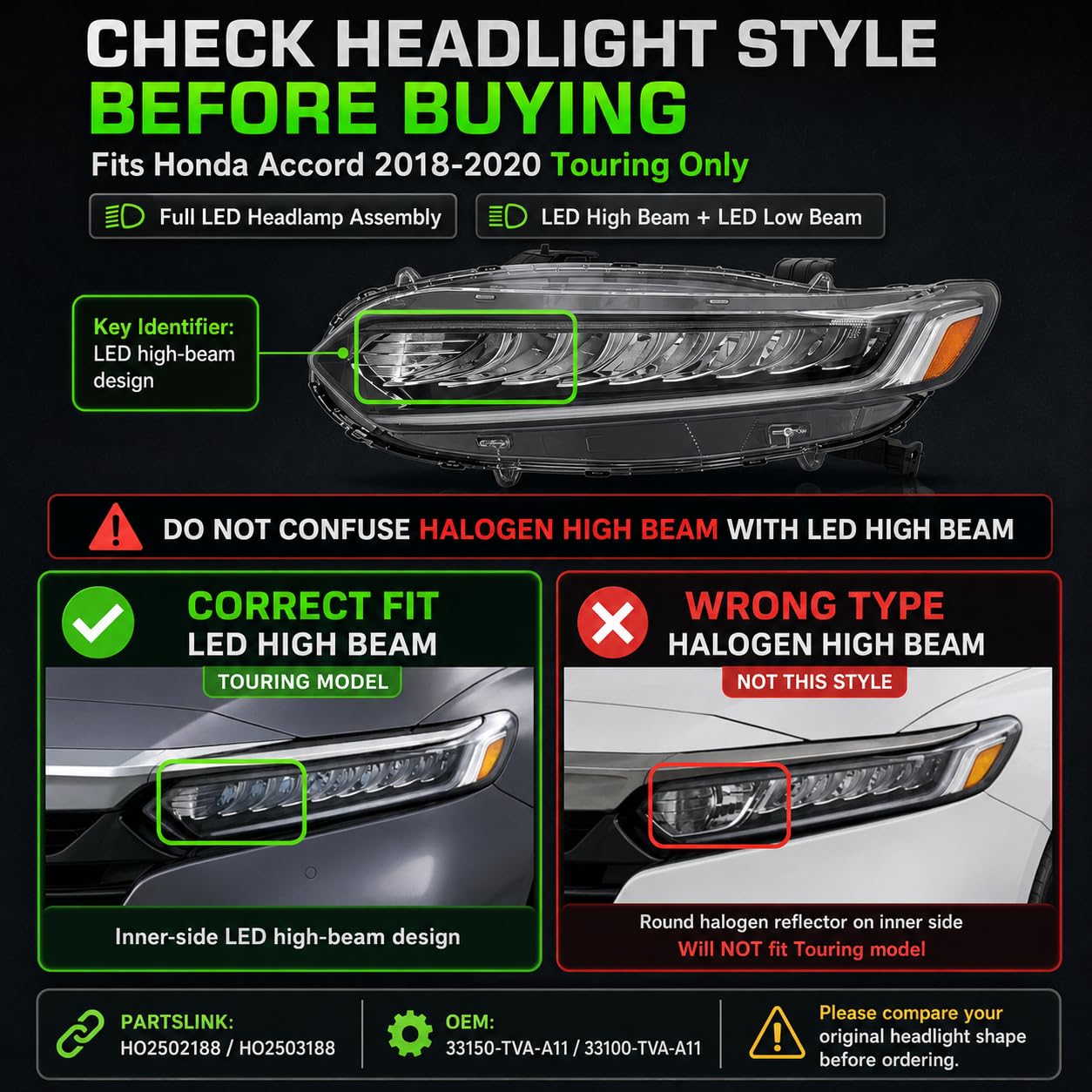 Amazon.com: Headlamp Replacement For Honda 2018-2020 Accord Sedan