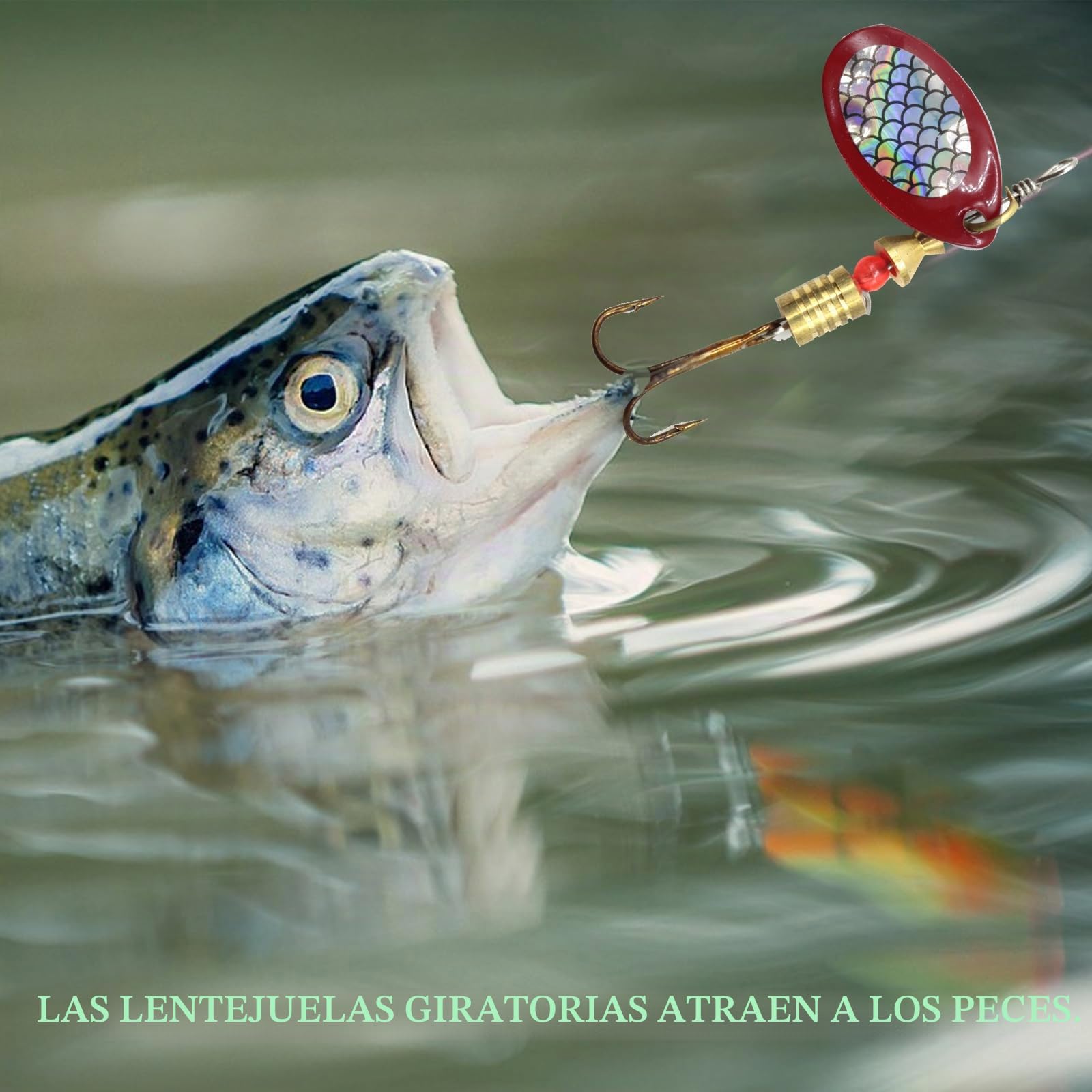 10 Piezas Señuelos de Pesca Kits de Señuelos Cucharillas Pesca Señuelos Pesca Artificiales Pesca Accesorios con Caja Tackle para la Trucha,Lucio Perca Trucha Pike Salmon Bass