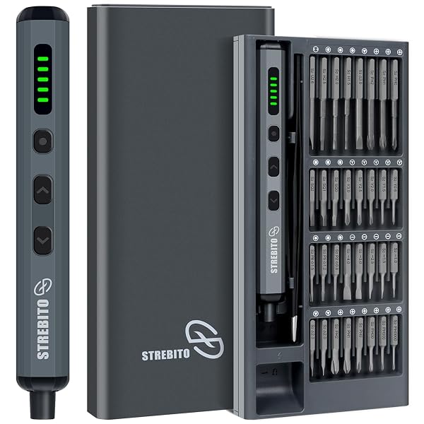 STREBITO 70-in-1 kabelloser Elektroschrauber mit 64 S2-Bits