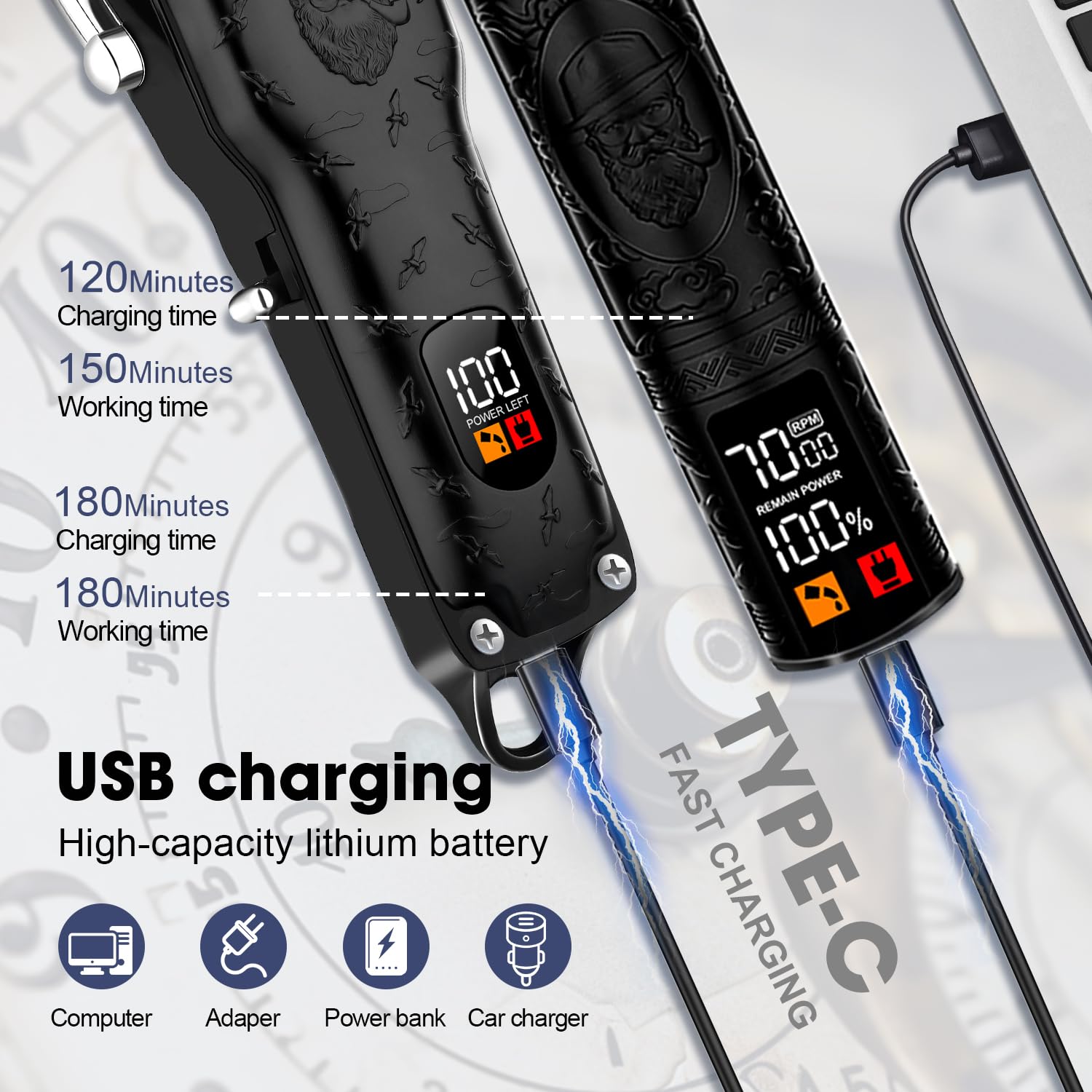 LQT Professional Hair Clippers Men, Mens Clippers and Trimmers Set - Image 2