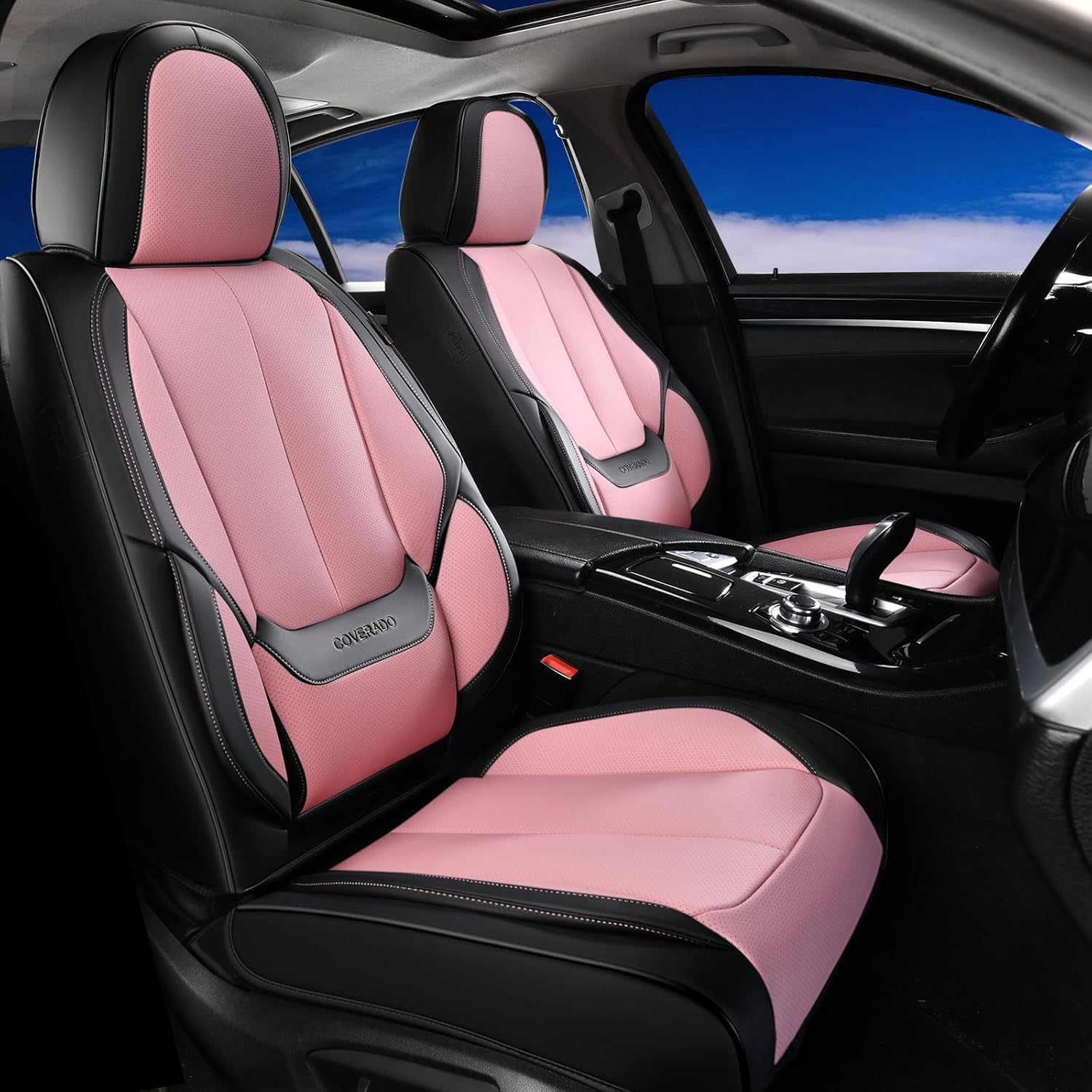 Coverado Car Seat Covers, Front Covers for Cars, Car Seat Cover Front Seats, Automotive Seat Cover, Waterproof, Leather Car Seat Cushion, Universal Interior Seat Protectors for Most Cars