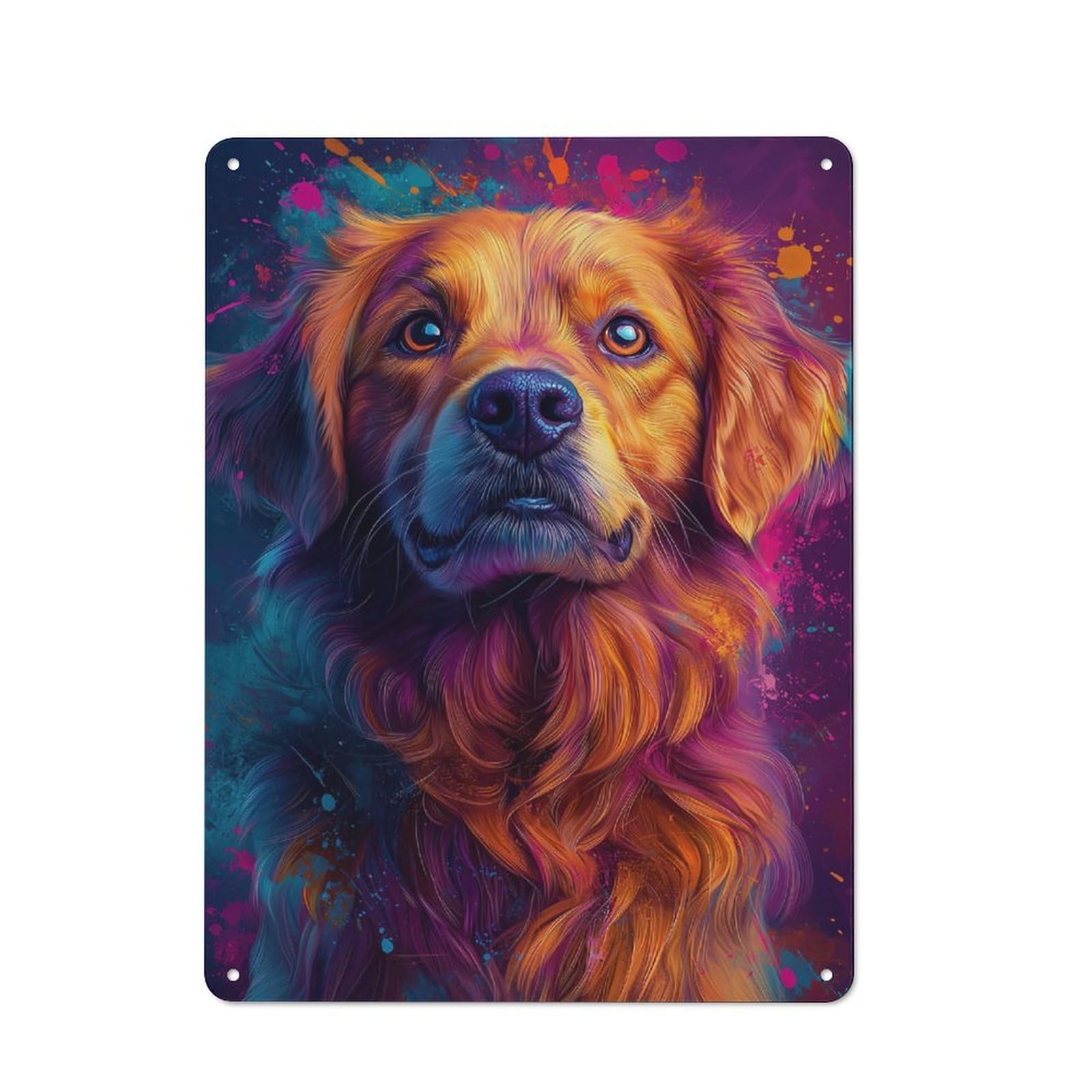 Junmoney Golden Retriever Pop Art Portrait Tin Wall Plaque 40X30cm With For Garage Or Workshop, For An Autumn Wall Display In Garage And Workshop