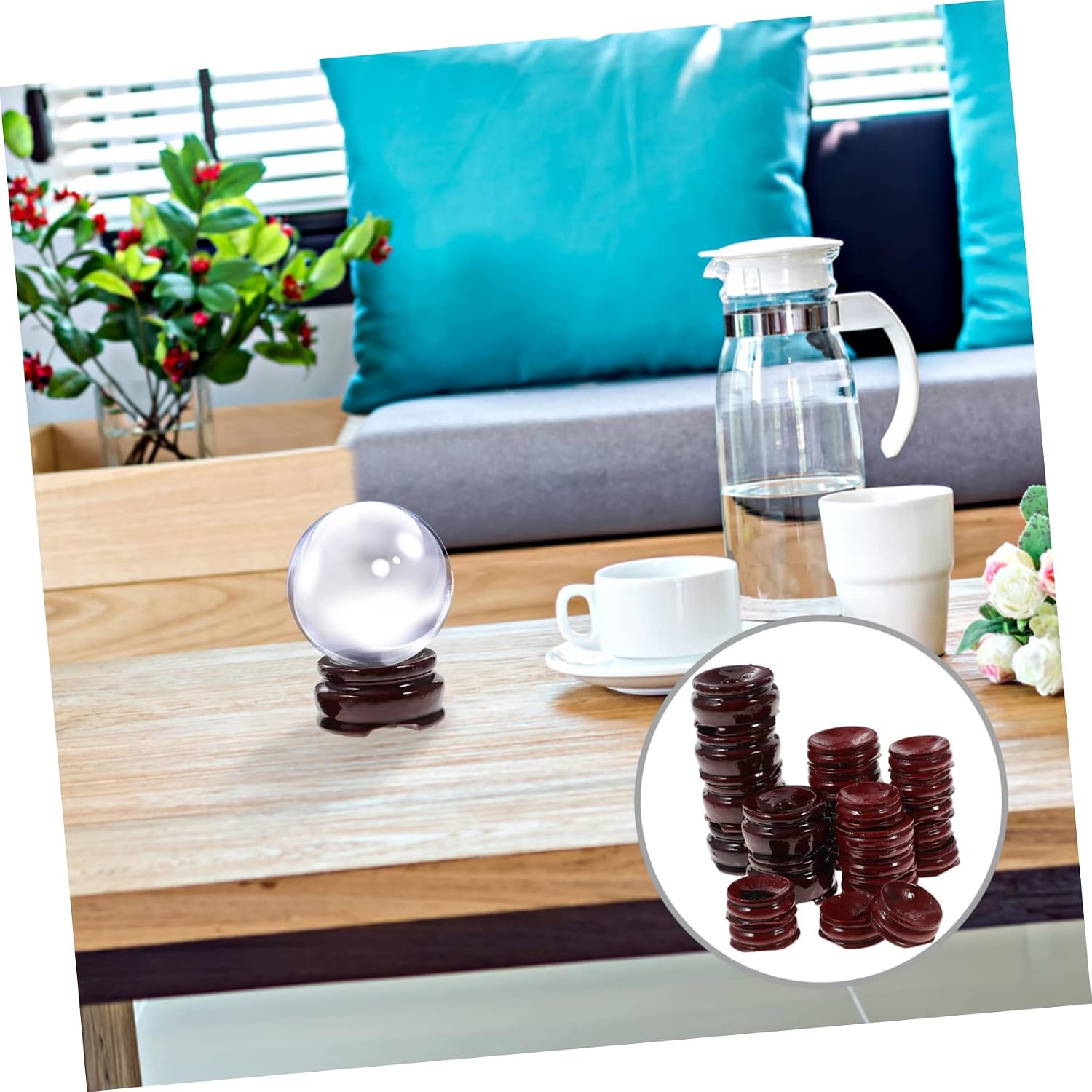 PRETYZOOM 24Pcs Wooden Crystal Ball Holders for Table Display