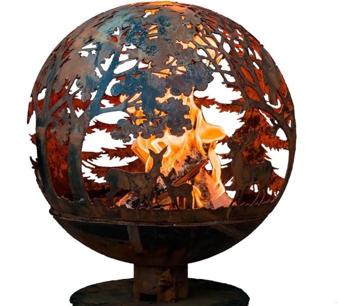 Esschert Design FF1012 Wildlife Fire Sphere, Rust Metal Finish - X Large