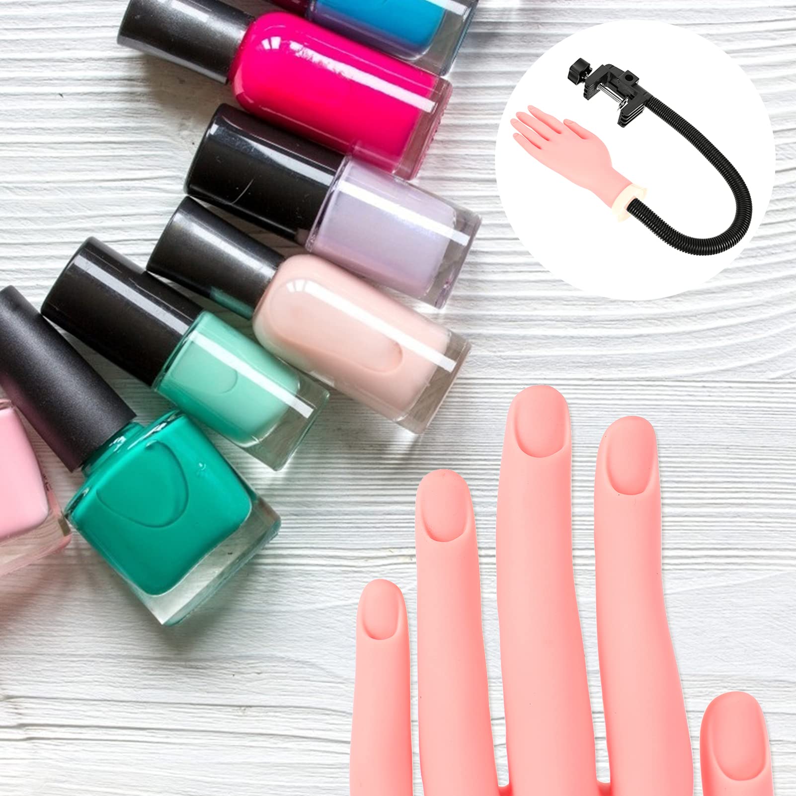 Modèle De Main D'entraînement Aux Ongles Flexible En Plastique Pour Nail Art Débutants Pratique Manucure Salon Formation