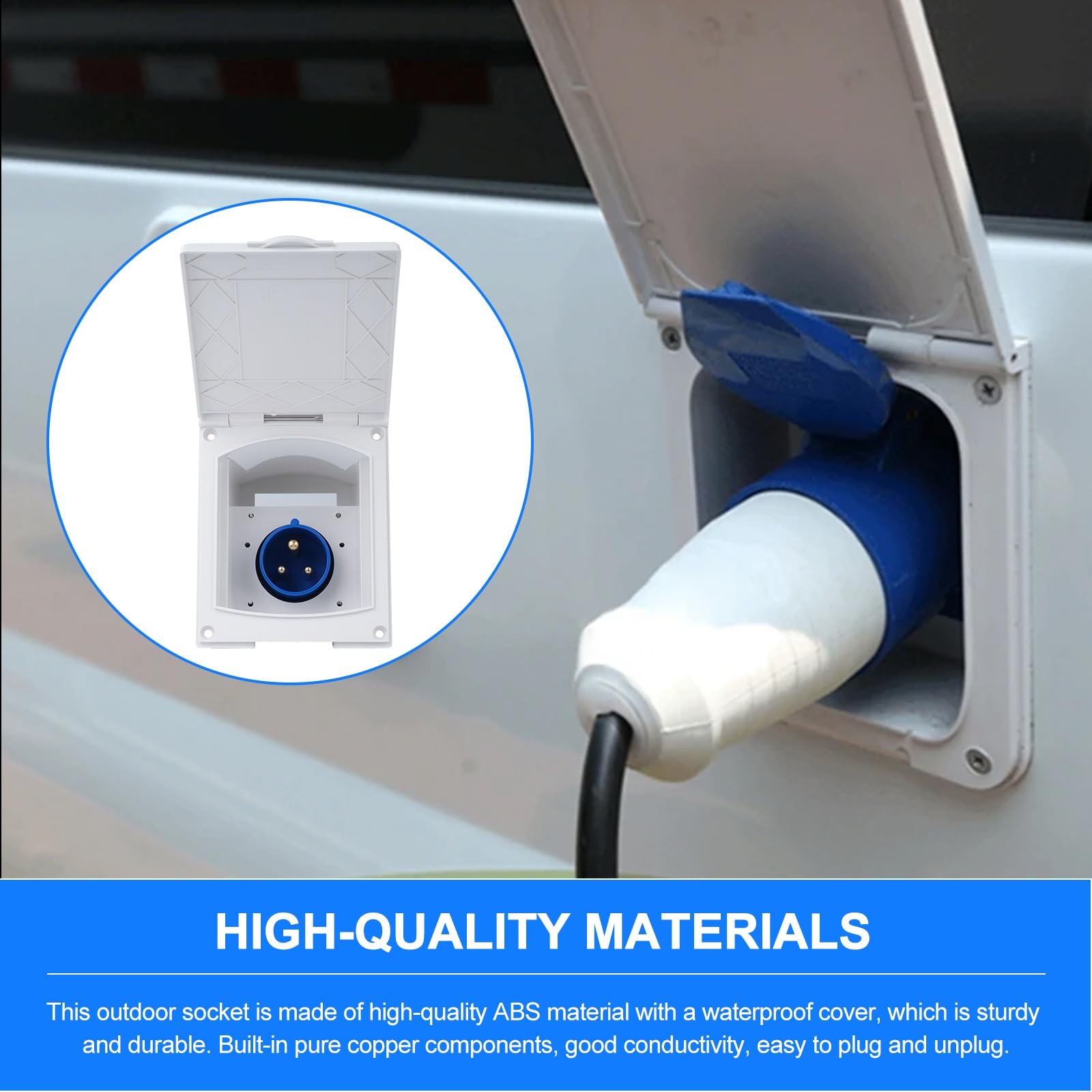 Jadeshay Presa Esterna CEE 230V 16A 3 Pins IP44 Impermeabile Spina con Coperchio per Camper