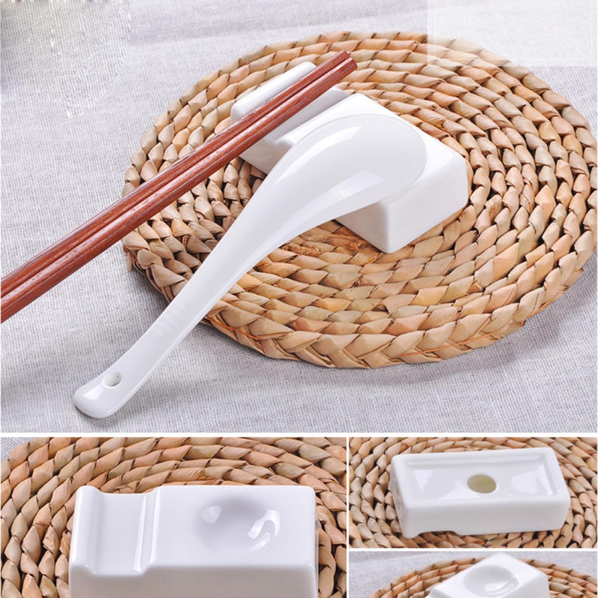 MRKU Repose-Baguettes, Supports à Baguettes, présentoirs de Restaurant, Lot de 3, Support de Rangement en céramique pour cuillères et fourchettes