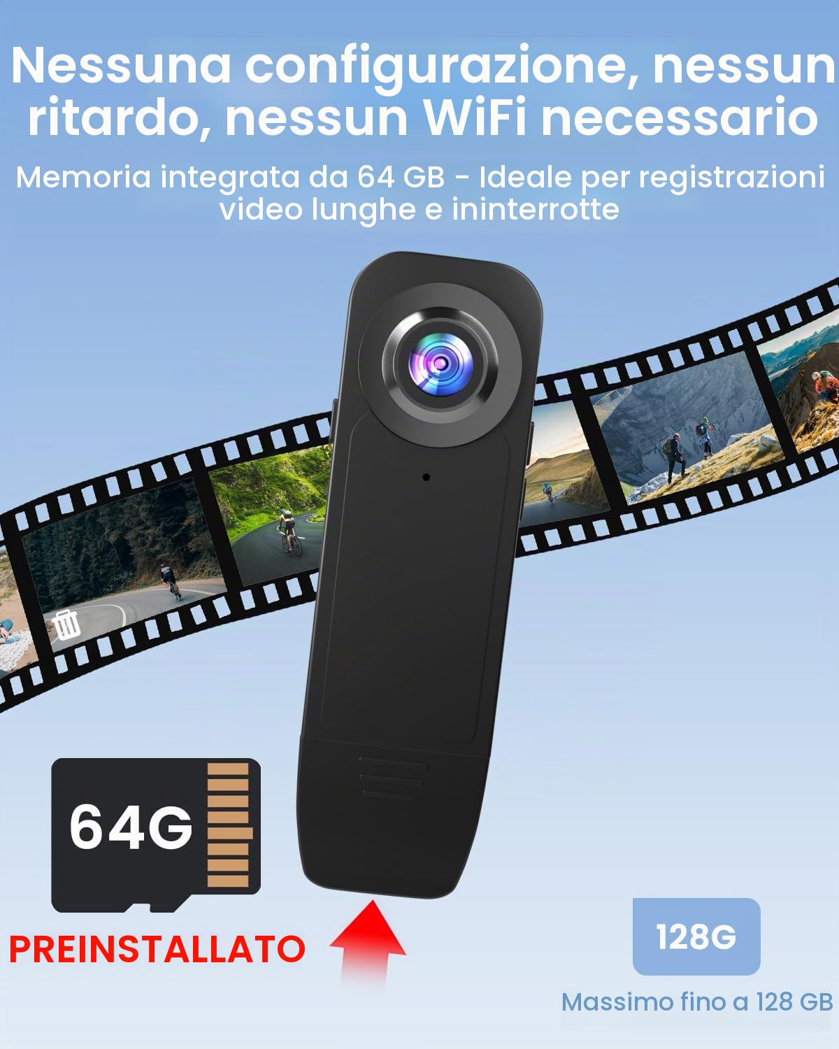 Bextgoo Body Cam, Mini Telecamera Spia Nascosta 1080P,Telecamera senza WiFi con scheda 64 GB Preinstallata，Bodycam con Batteria lunga durata da 1000 mAh, Movimento e Visione Nottu