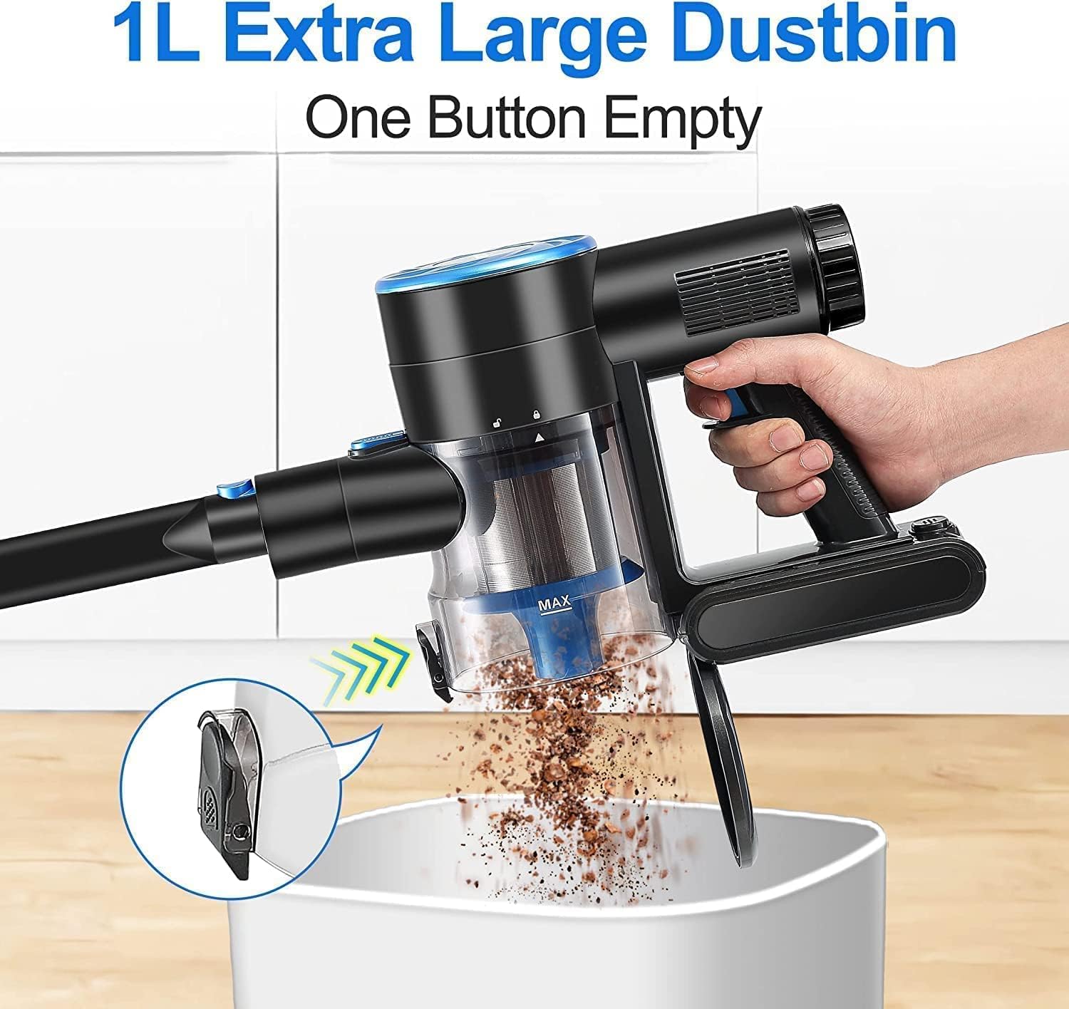 Moolan 380W Cordless Vacuum Cleaner, 3lbs Portable Cordless Vacuum with 28Kpa Powerful Suction, 6 in 1 Rechargeable Stick Vacuum 45min Runtime for Home Hardwood Floor Carpet Pet Hair