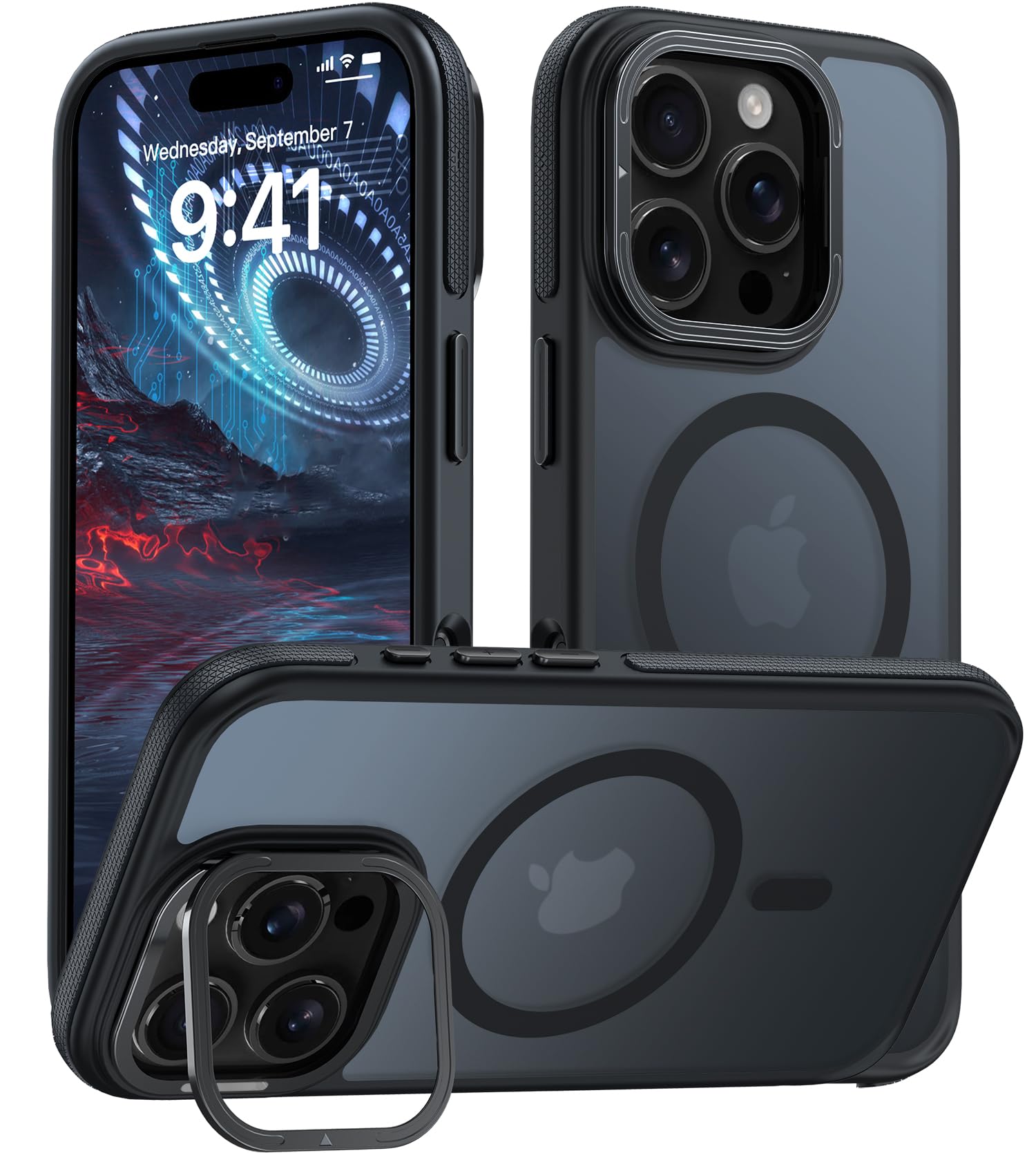 iPhone 16 Pro ケース Magsafe対応 隠しスタンド ブラック Amazon.co.jp: 【レンズスタンド！MagSafe対応！】iYiTai iPhone