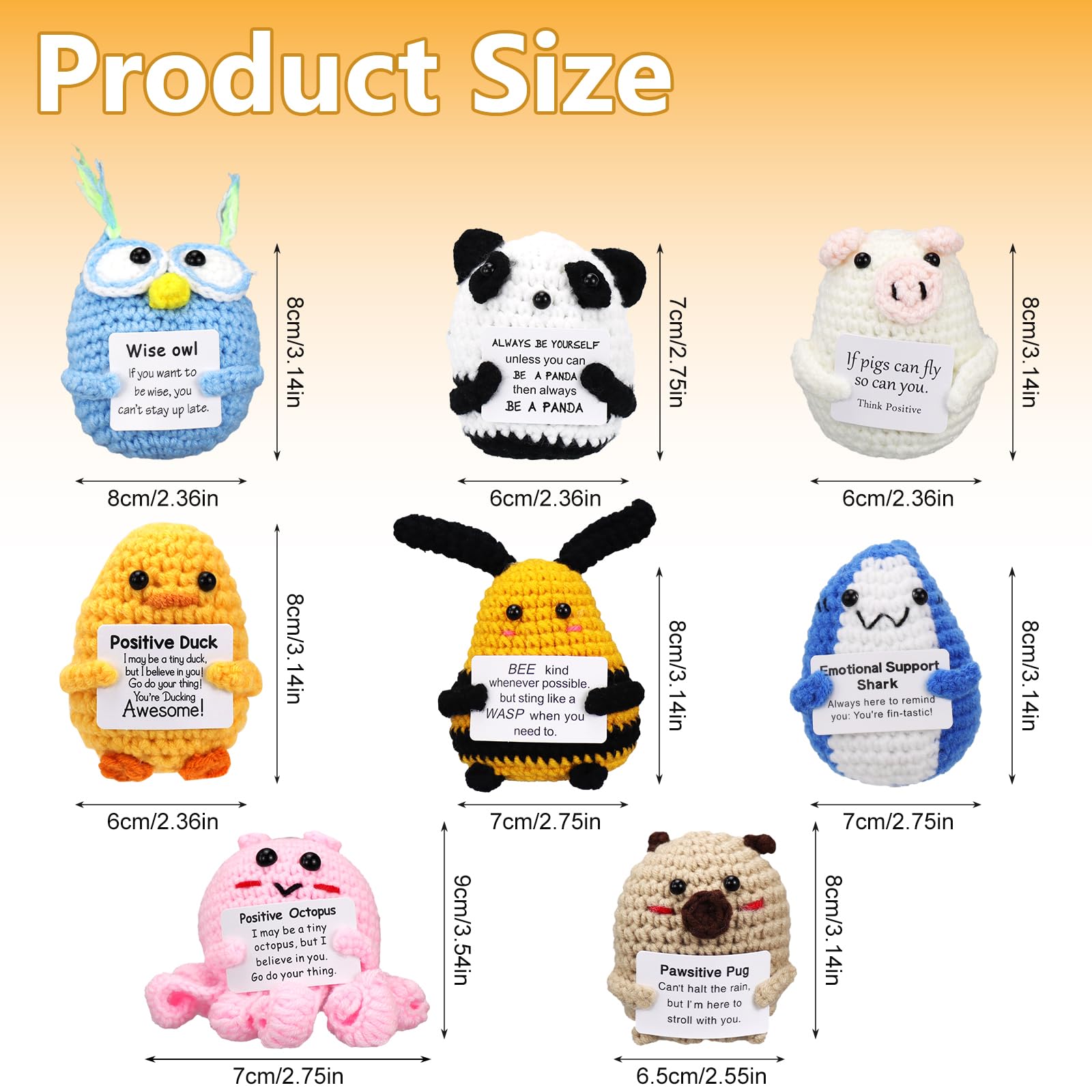 Malloom 8 Pcs Mini Positive Crochet Animals - Image 2