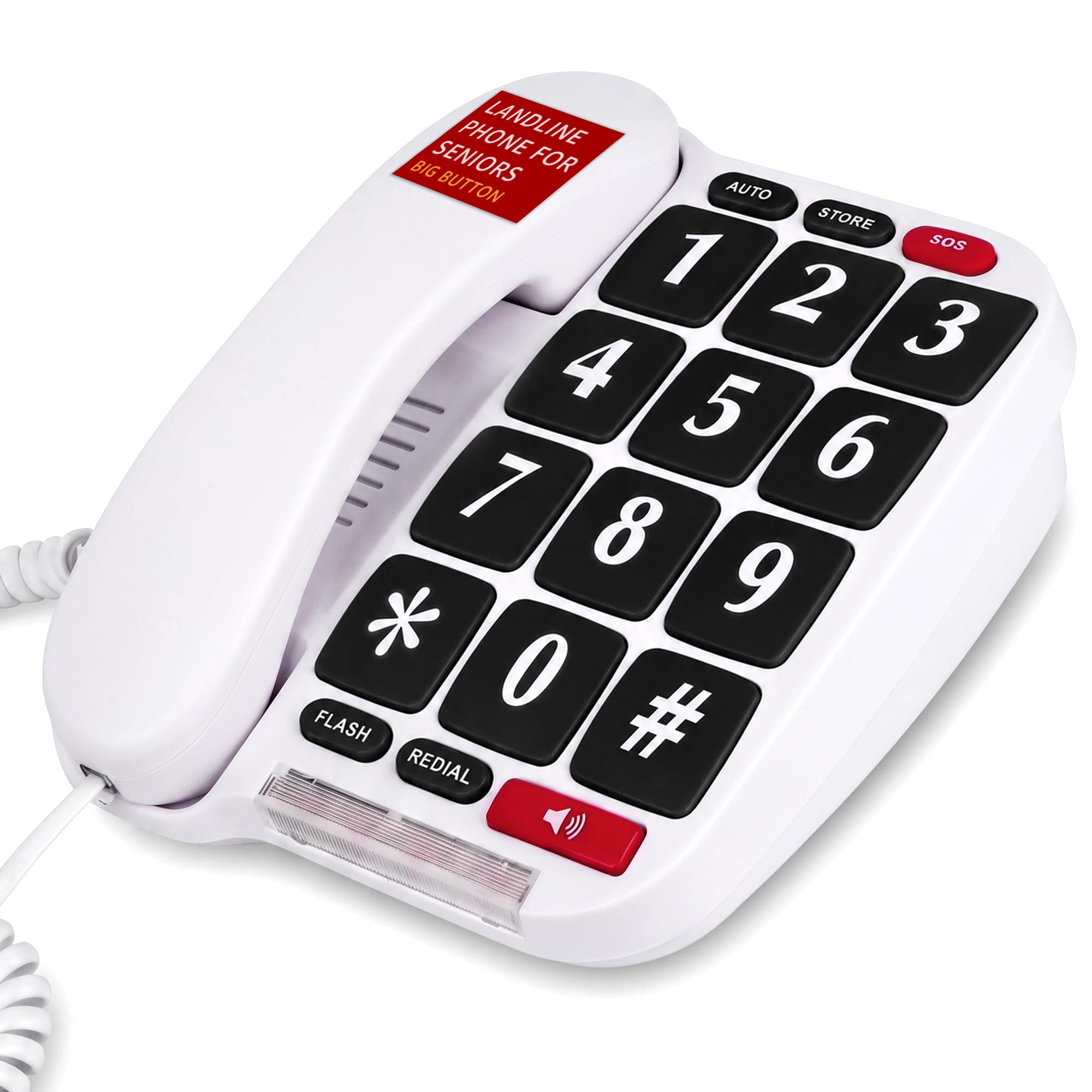 Uvital Big Button Phone for Seniors, Landline Phone for Elderly, White